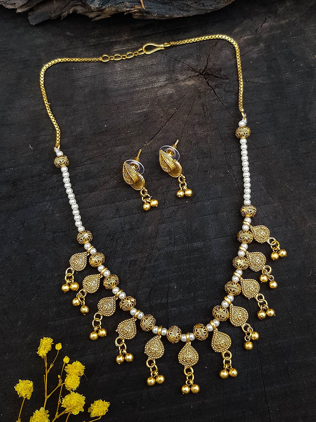 

GRIIHAM Gold-Plated Pearl Beaded Jewellery Set