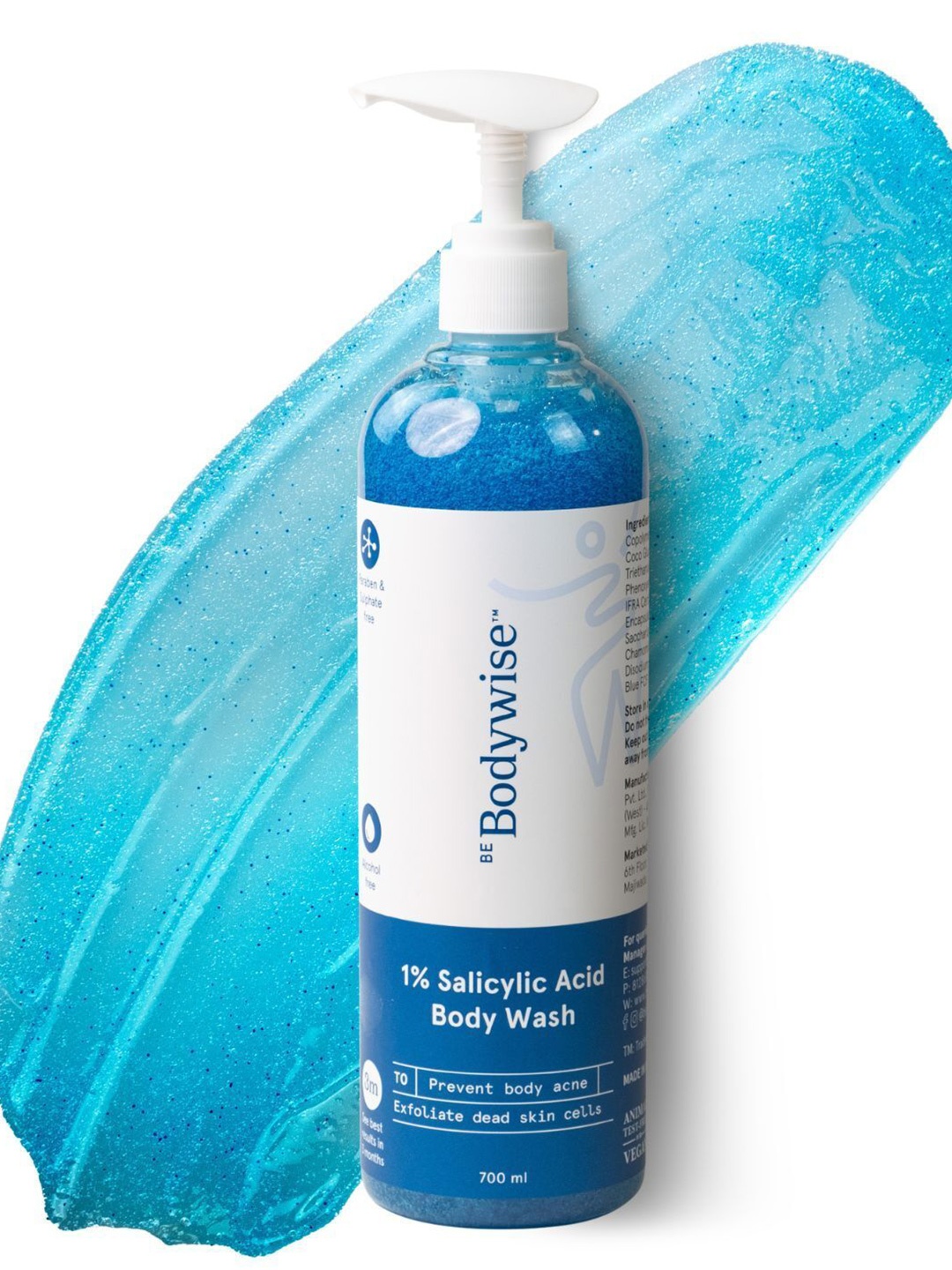 

Be Bodywise 1% Salicylic Acid Body Wash Prevents Body Acne & Exfoliate Dead Skin - 700ml, Blue