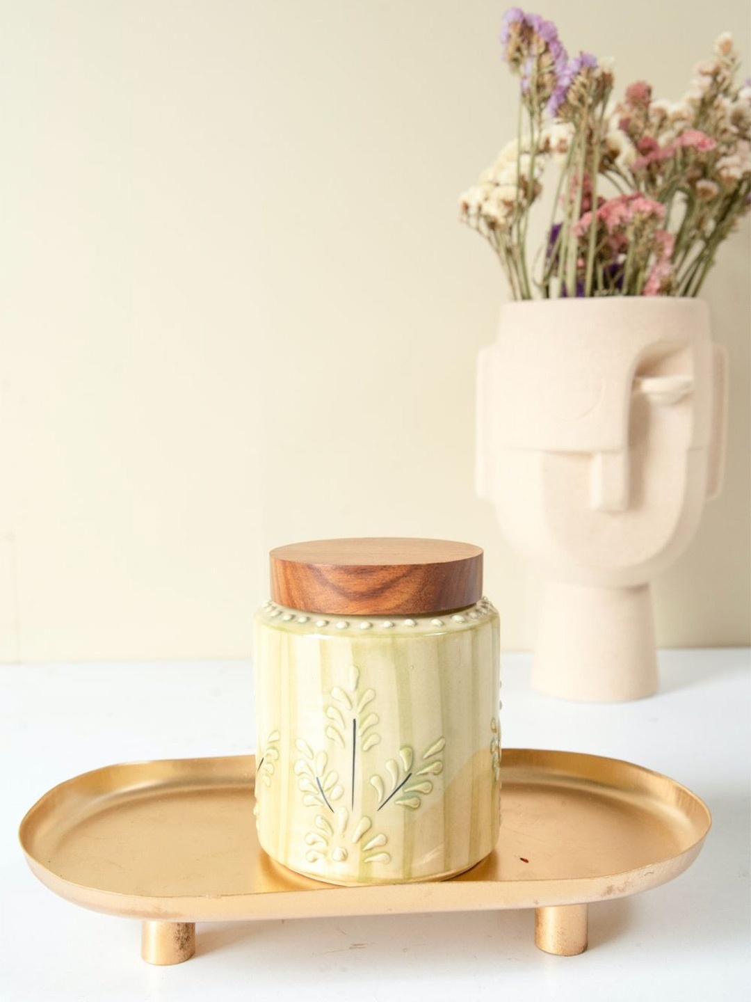 

ArteCasa Green & Brown Printed Ceramic Airtight Container