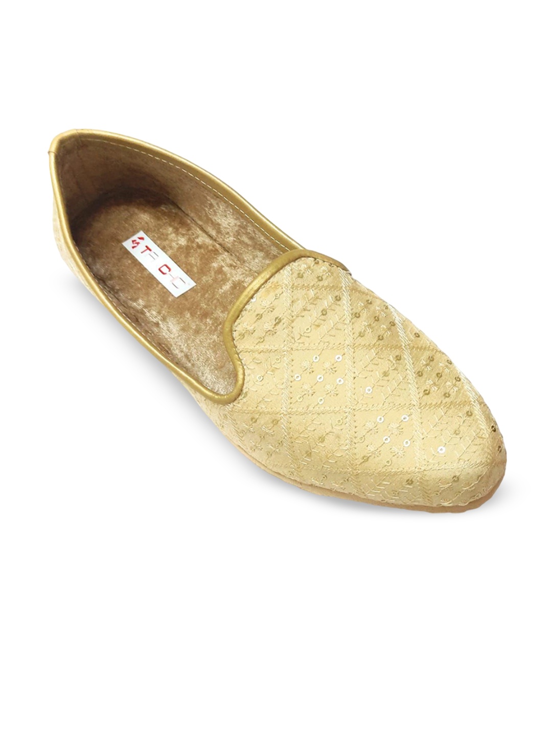 

Ta Chic Men Embellished Mojaris Flats, Gold