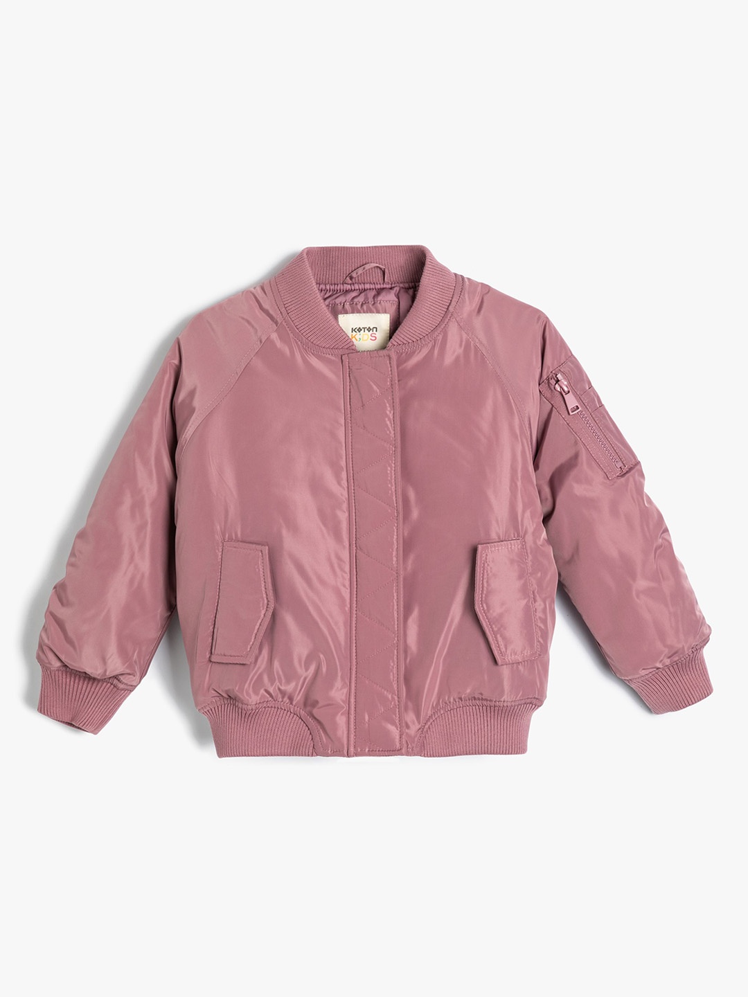 

Koton Girls Solid Mock Collar Jacket, Pink