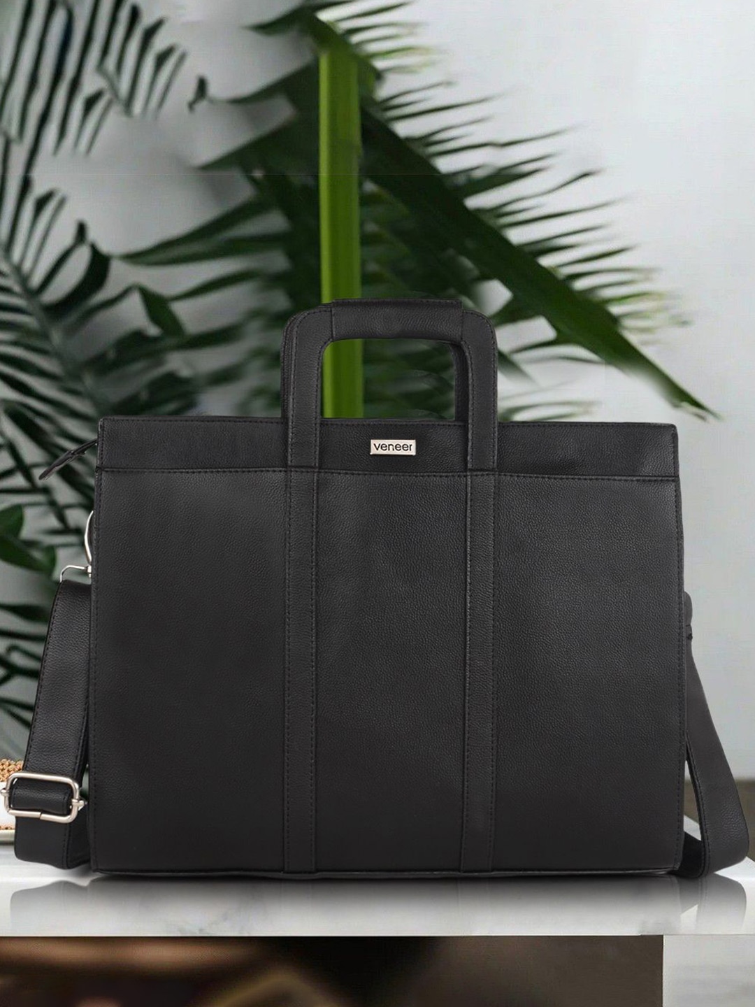 

Veneer Unisex Textured Messenger Bag, Black