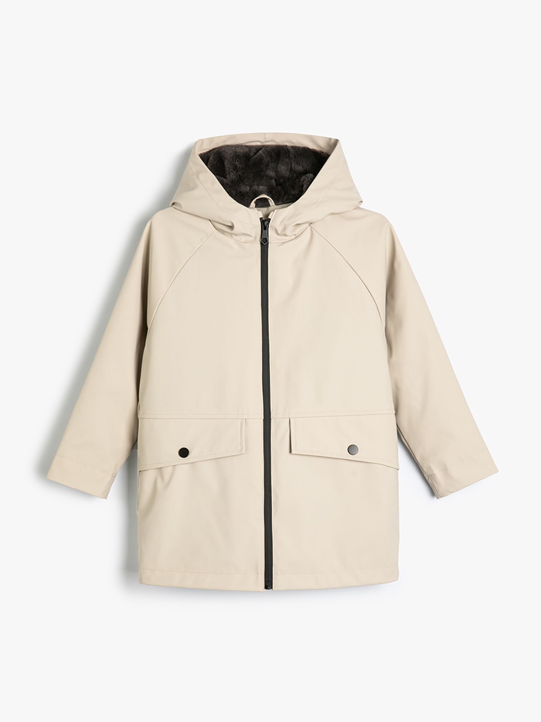 

Koton Boys Hooded Solid Parka Jacket, Beige