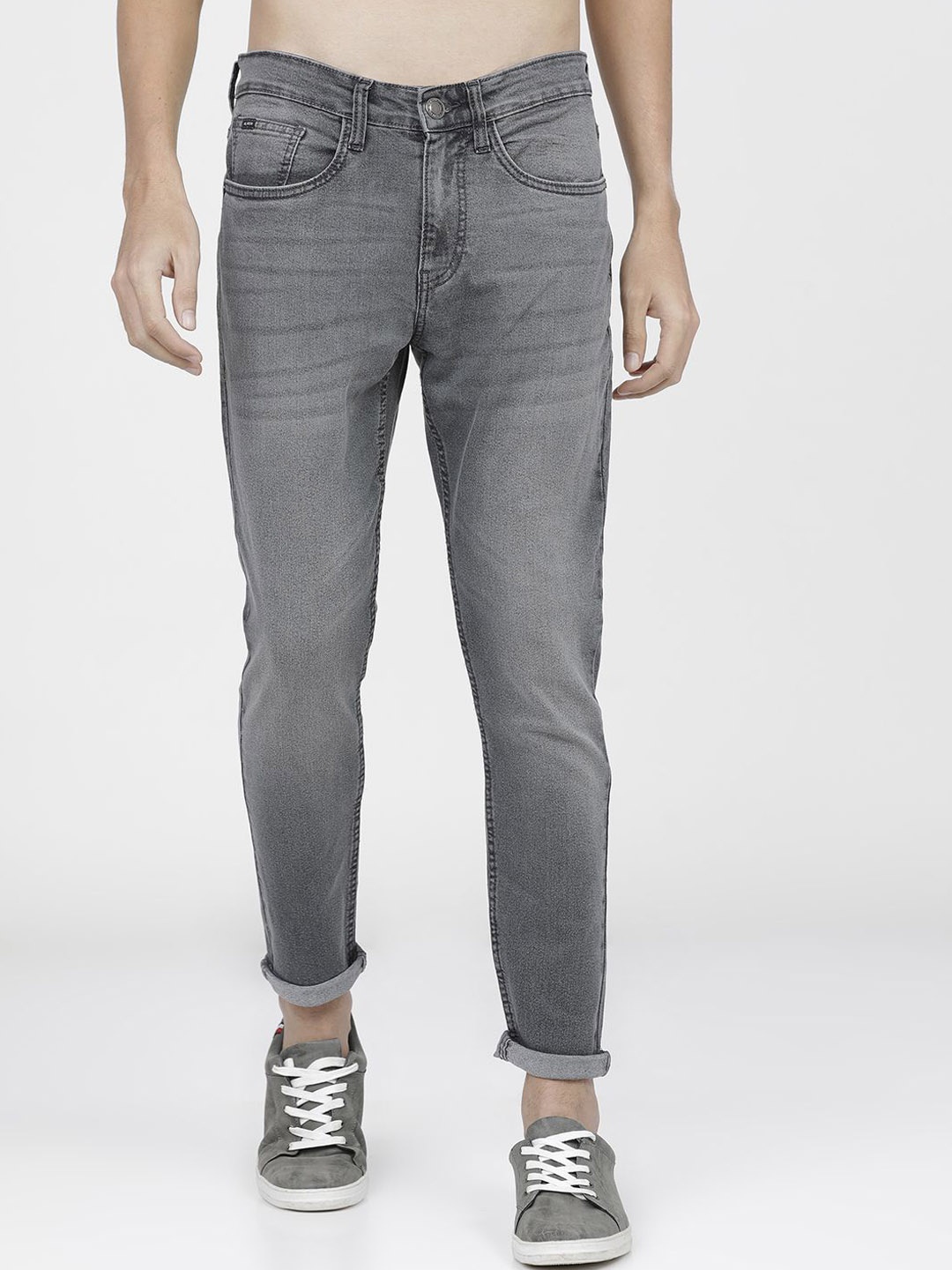 

HIGHLANDER Men Tapered Fit Heavy Fade Stretchable Jeans, Grey