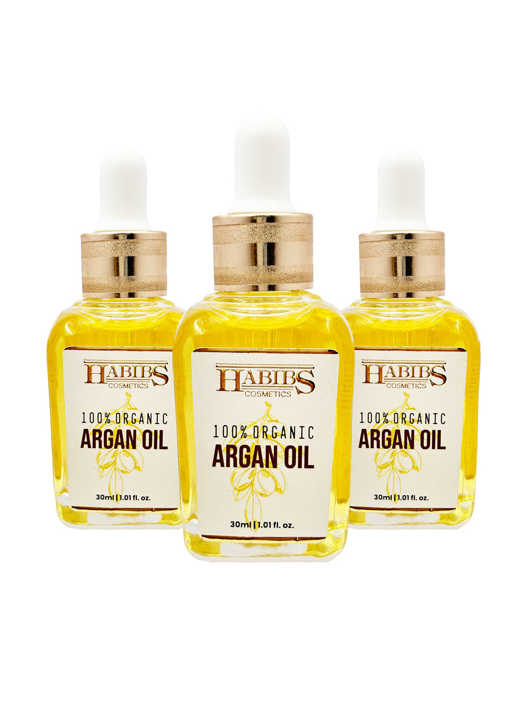 

HABIBS Set Of 3 Argan Oil To Nourish Skin-30ml Each, Gold
