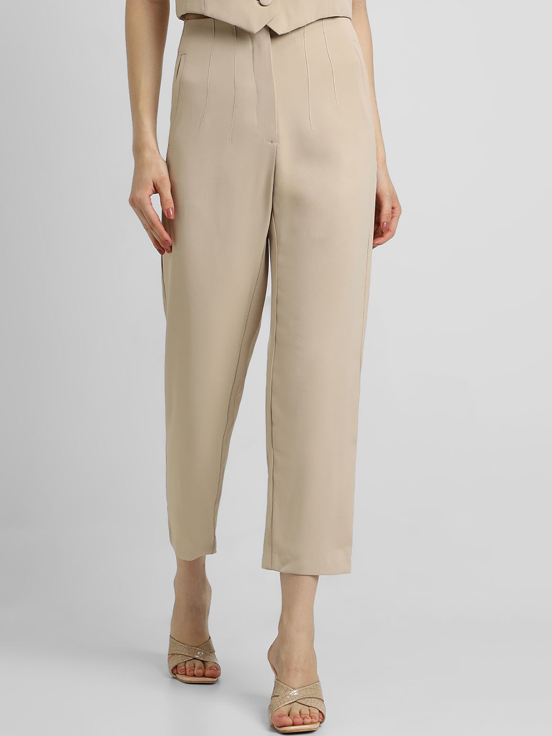 

FOREVER 21 Women Solid Slim Fit Formal Trousers, Khaki