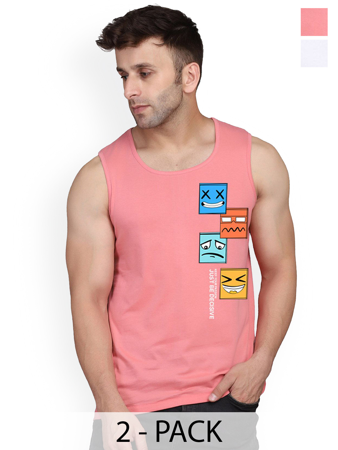 

SLOWLORIS Pack Of 2 Cotton Gym Vests, White