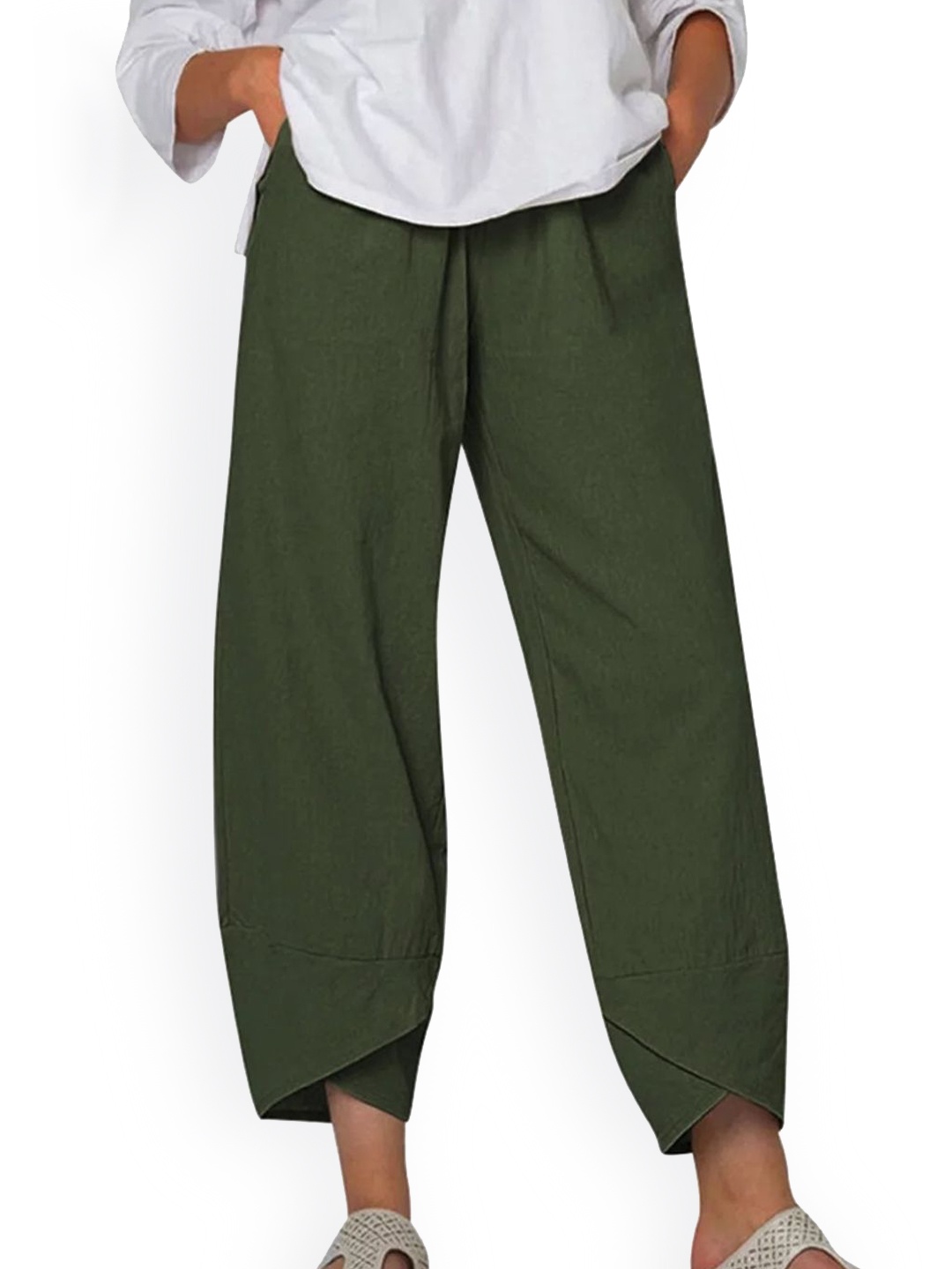 

StyleCast Women Relaxed Loose Fit Trousers, Green