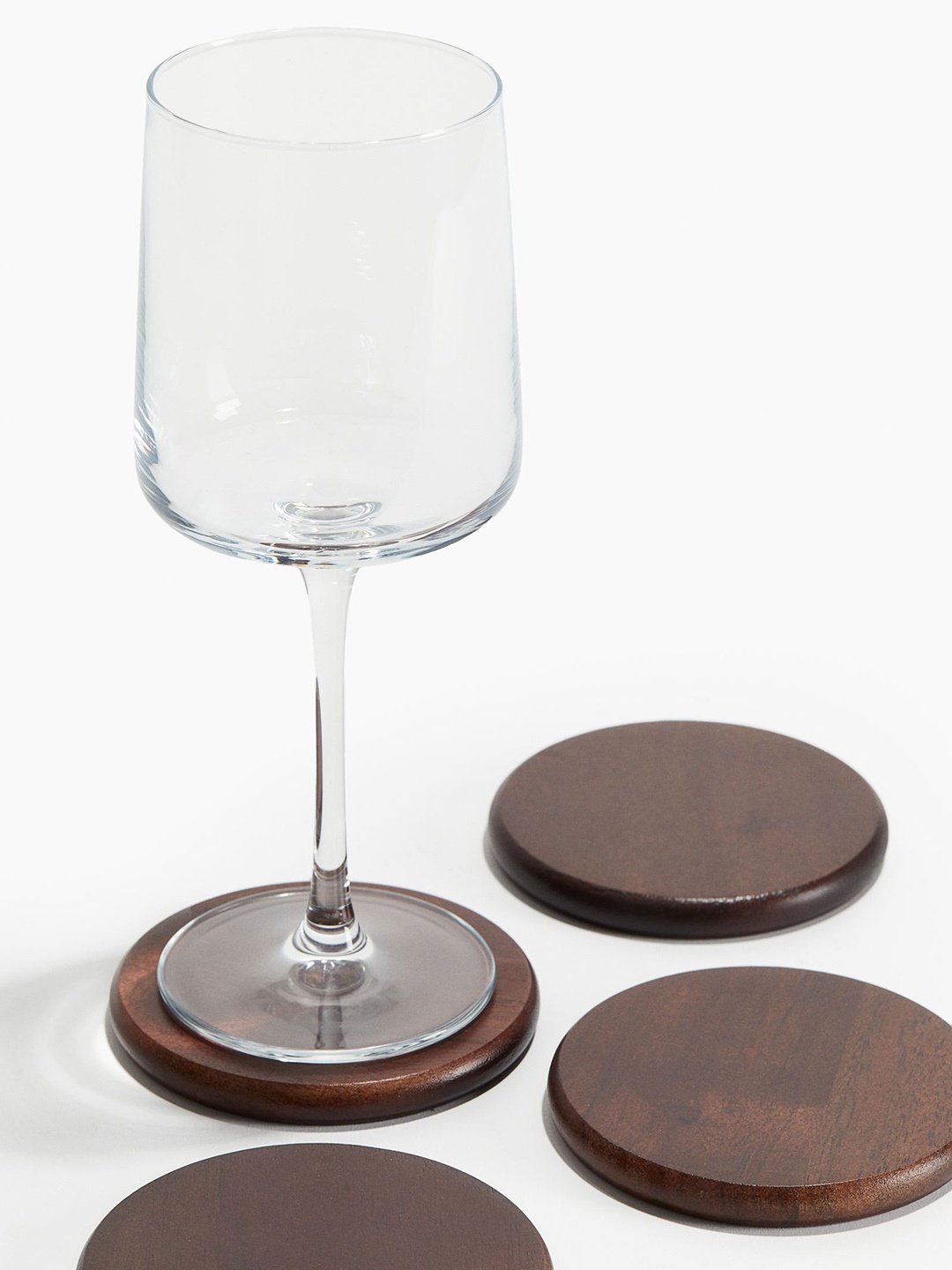 

H&M 4-Pack Wooden Coasters, Brown