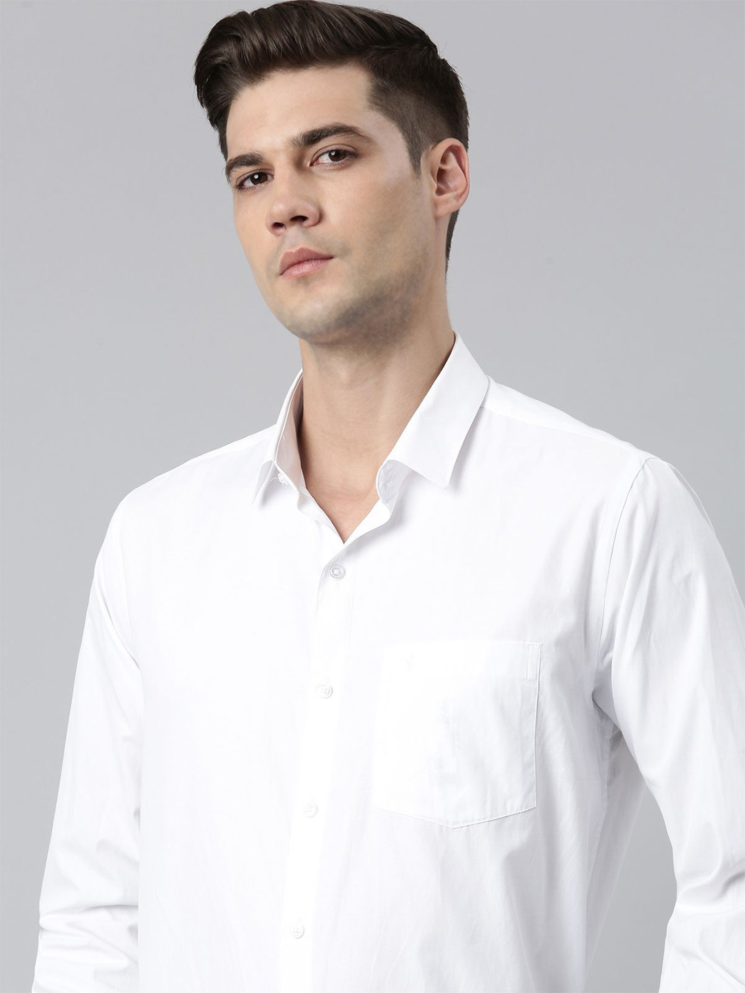 

Ramraj Men Spread Collar Solid Cotton Formal Shirt, White