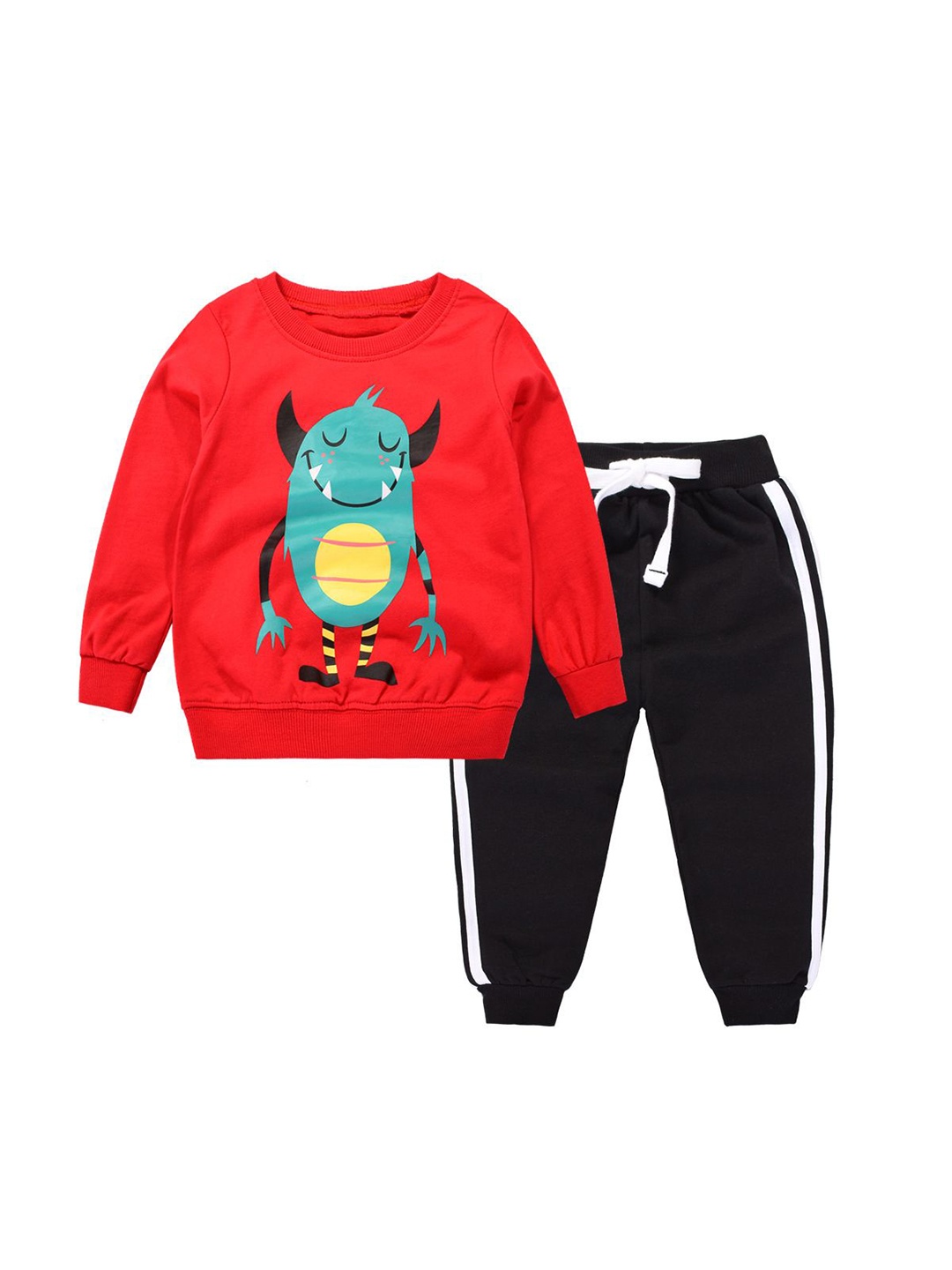 

StyleCast Kids Red & Black Printed Cotton Sweatshirt With Joggers