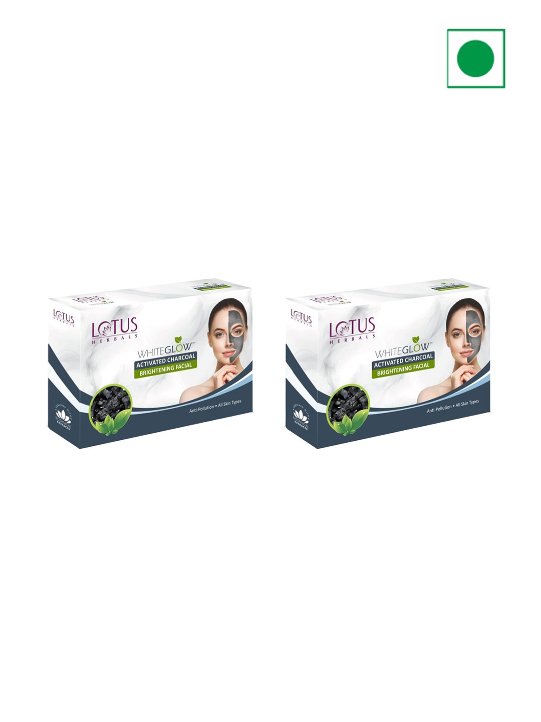 

Lotus Herbals Whiteglow Set Of 2 Activated Charcoal Facial Kit - 47g Each, White