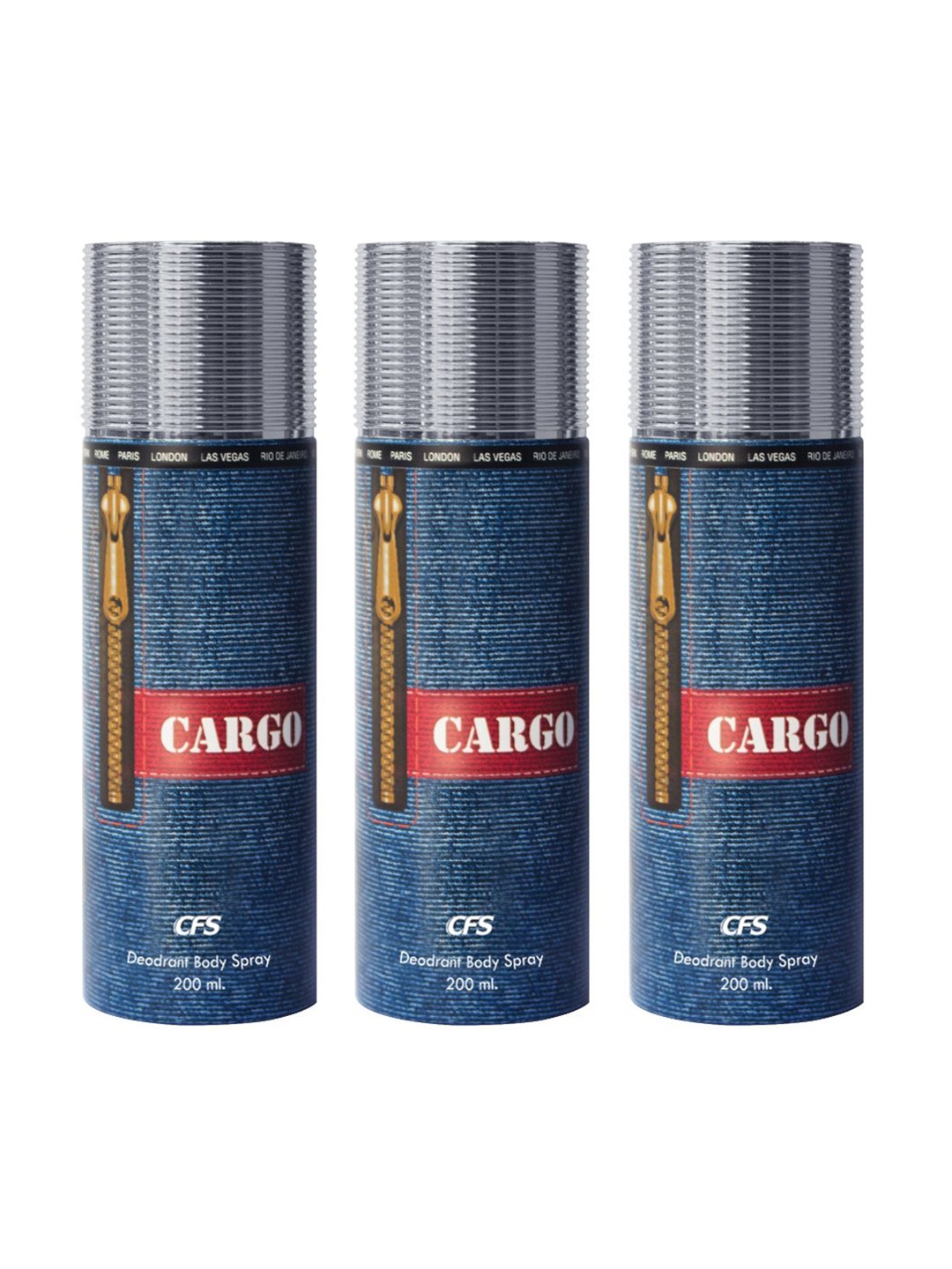 

CFS Set Of 3 Cargo Long Lasting Deodorant Body Spray - 200ml Each, Blue