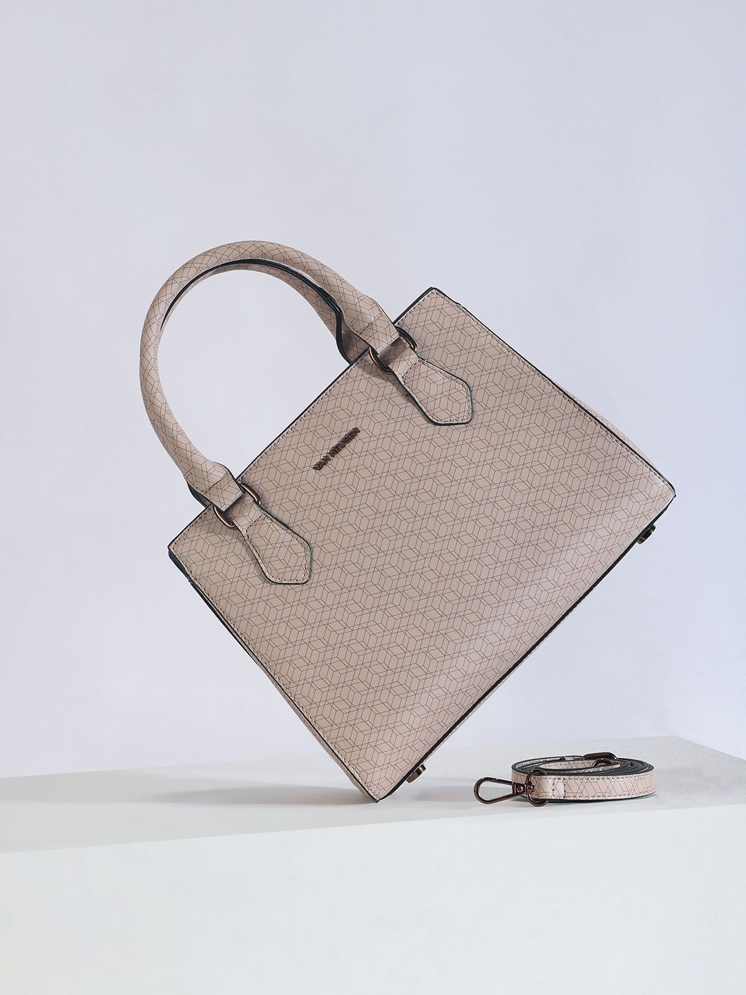 

Van Heusen Woman Textured PU Structured Handheld Bag with Quilted, Beige
