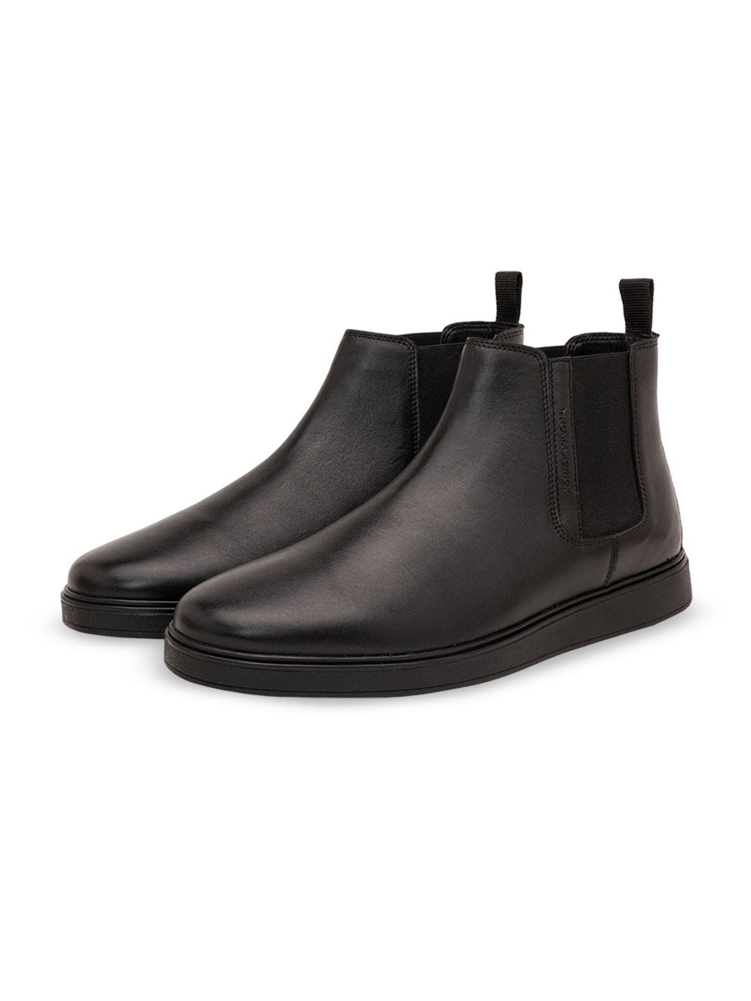 

THOMAS CRICK Men Leather Flatform Chelsea Boot, Black