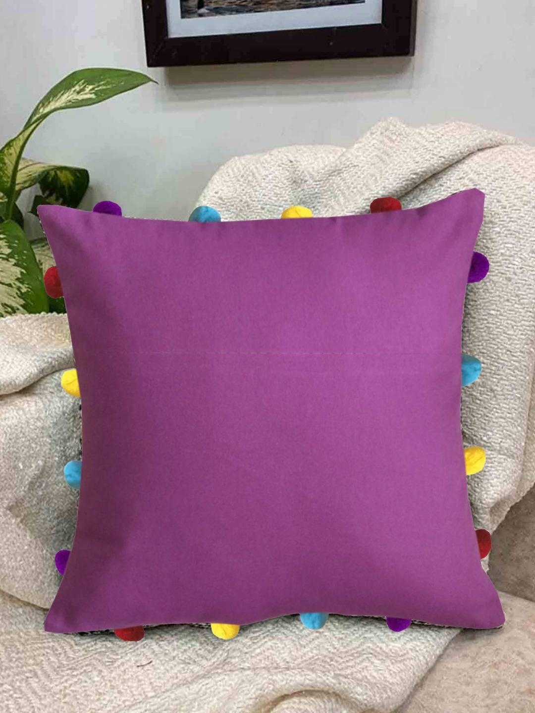 

Lushomes Purple & Yellow Square Cotton Cushion Covers