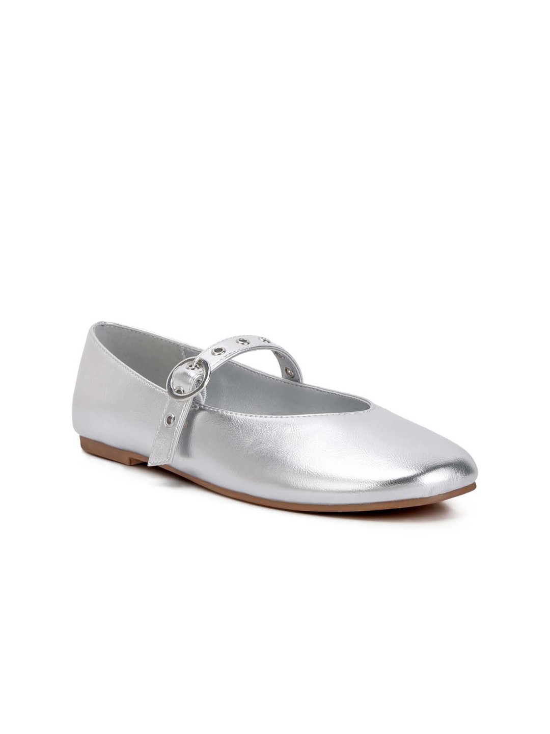 

London Rag Women Leather Ballerinas Flats, Silver