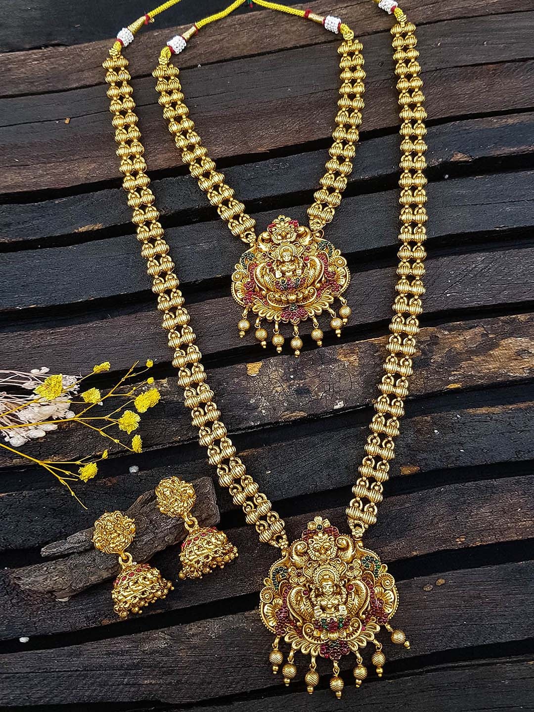 

GRIIHAM Gold-Plated Cubic Zirconia Studded & Beaded Jewellery Set