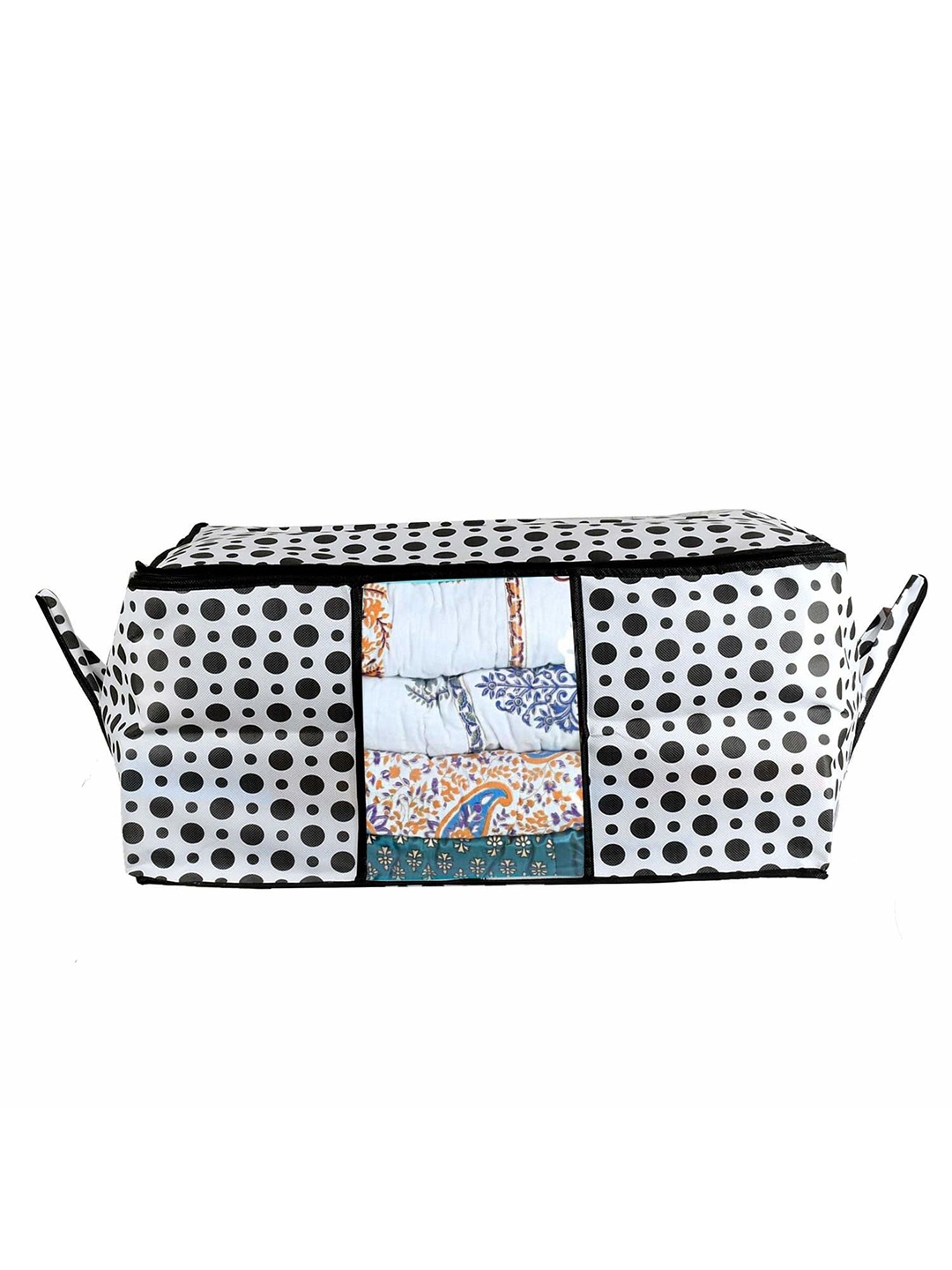

Kuber Industries Black & White Polka Dot Printed Multi-Utility Organiser
