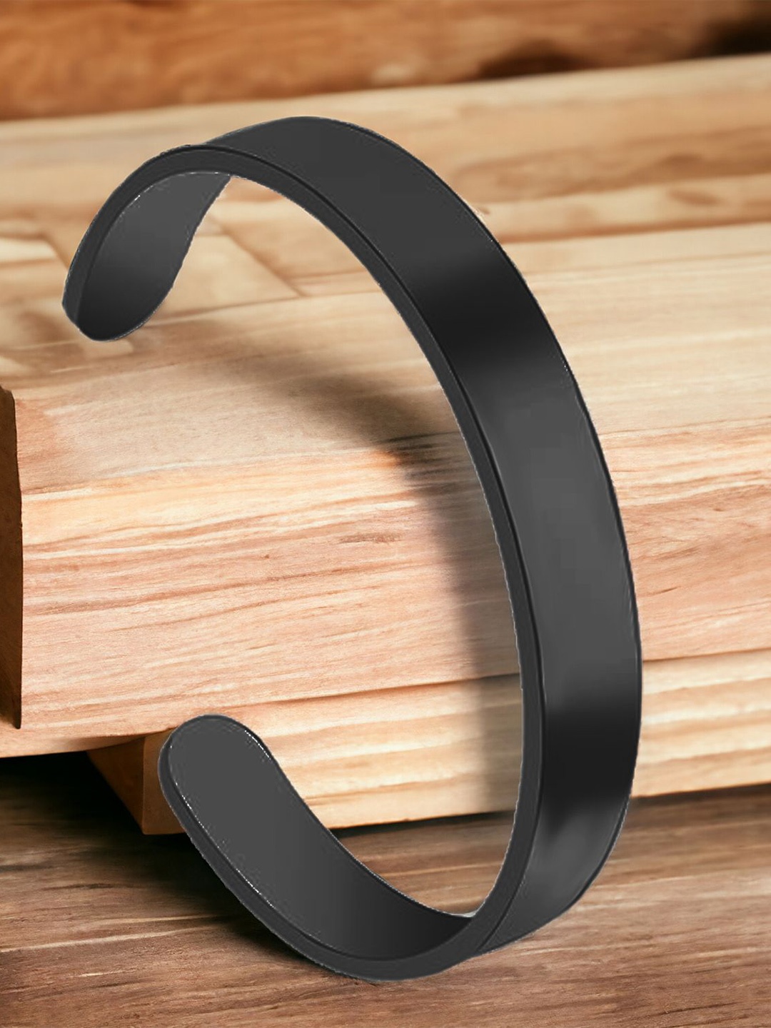 

Okos Men Stainless Steel Cuff Style Adjustable Bracelet, Black