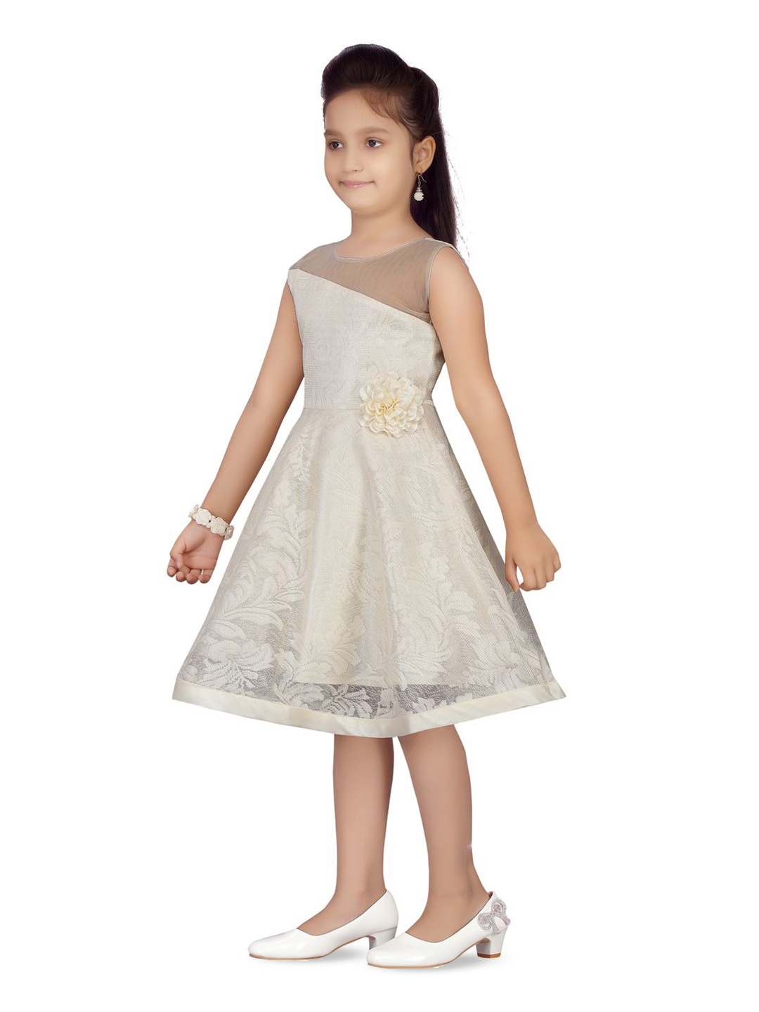 

BAESD Girls Net Fit & Flare Dress, Off white