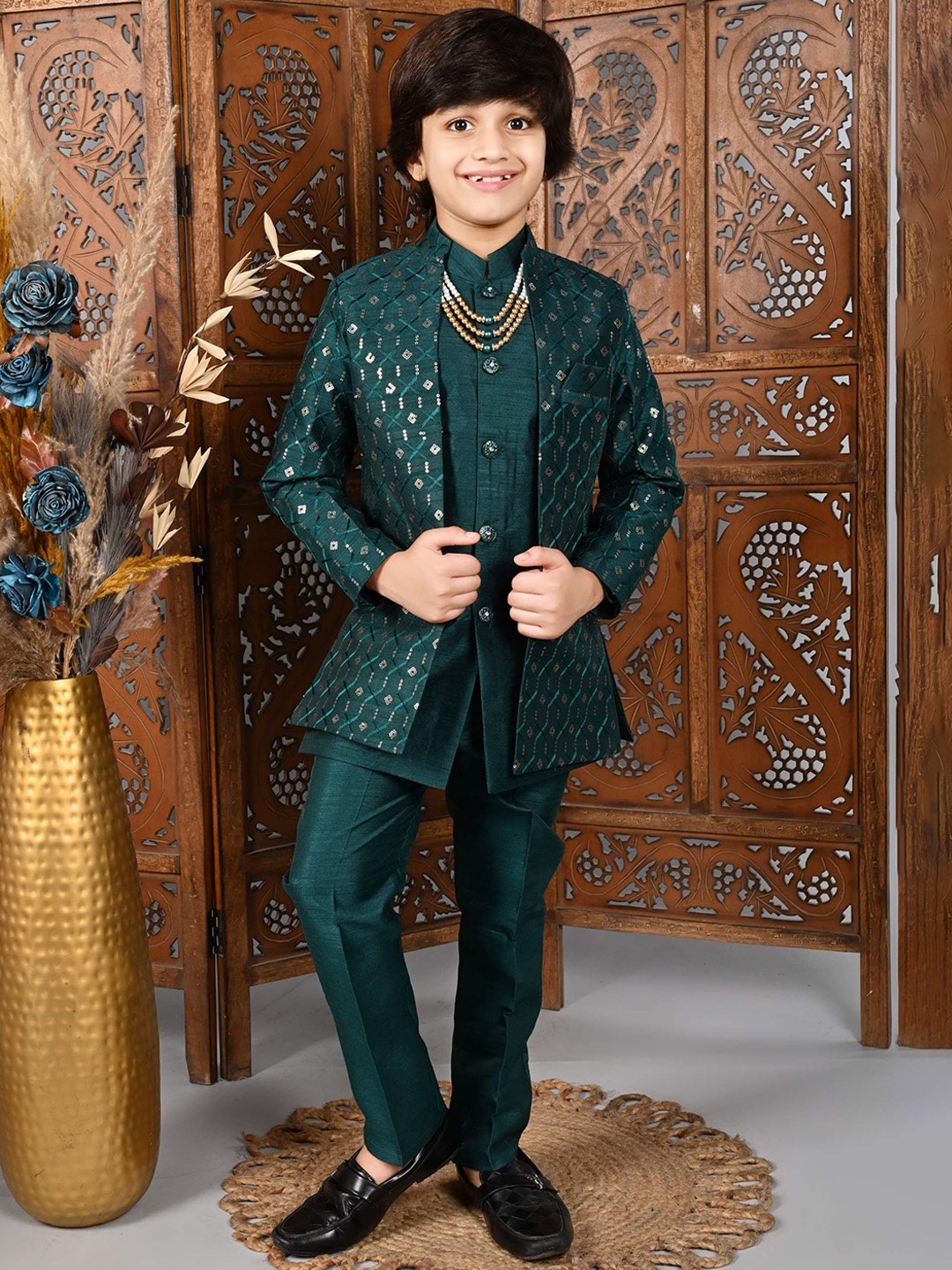 

ahhaaaa Printed Sherwani Set, Green