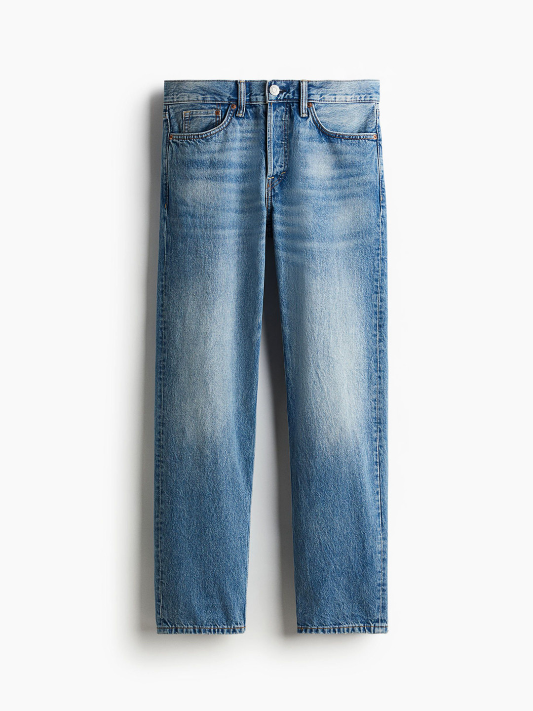 

H&M Men Relaxed Fit Cotton Heavy Fade Jeans, Blue