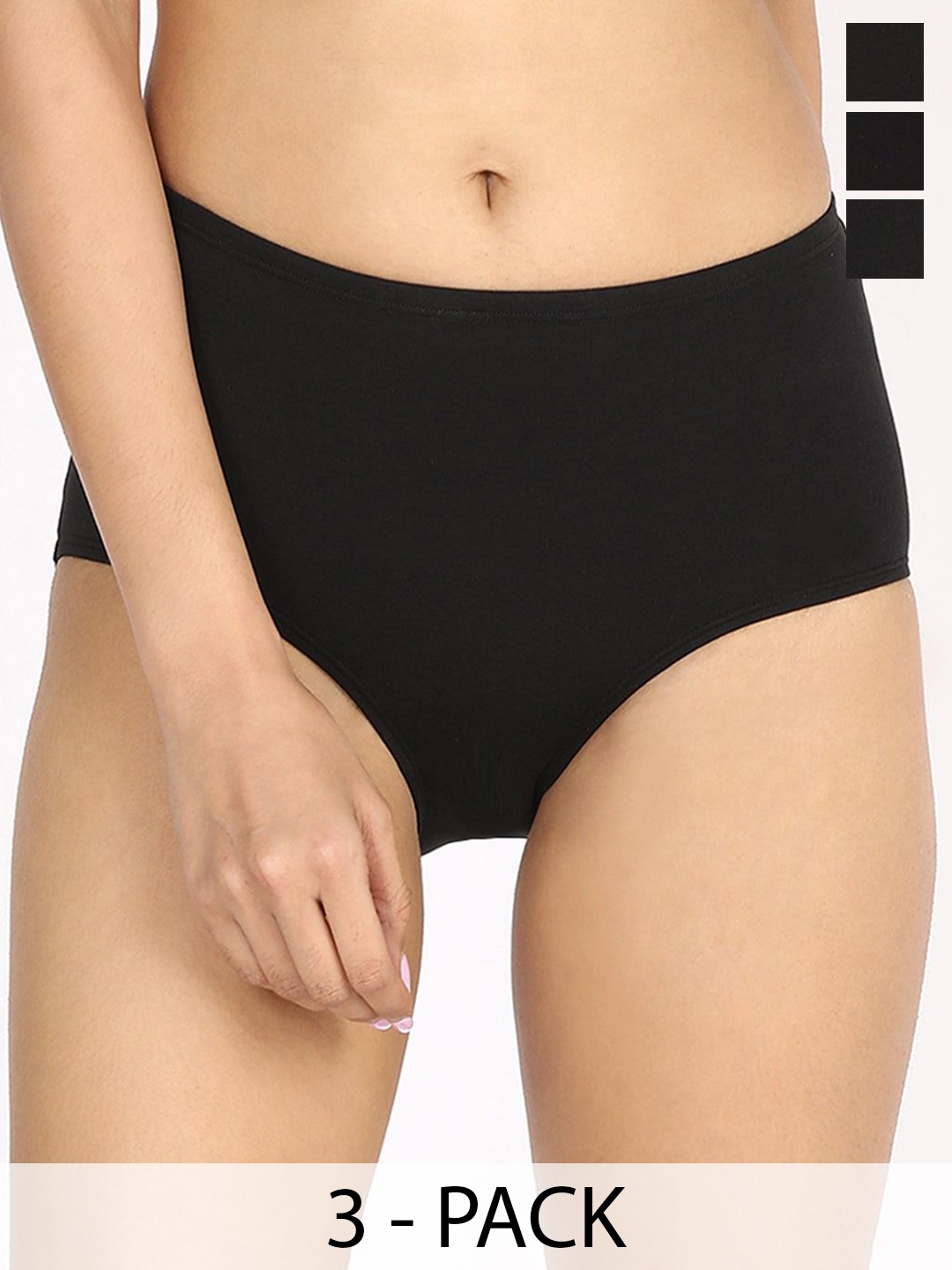 

Nykd Women Pack Of 3 Mid-Rise Hipster Briefs, Black