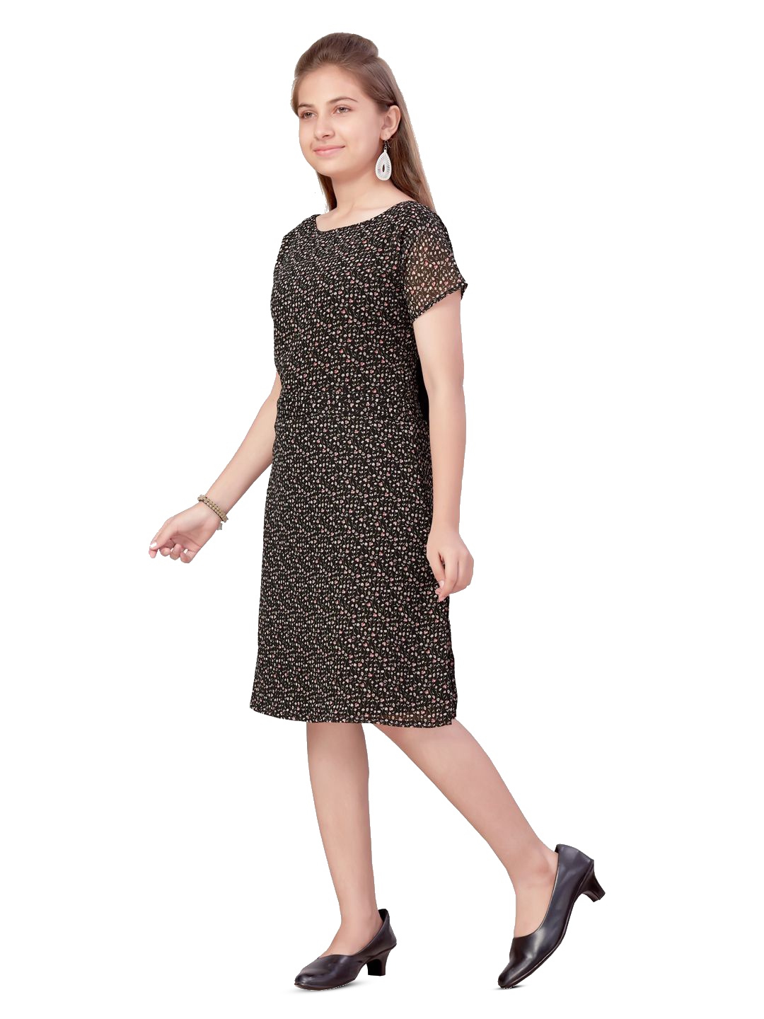 

BAESD Girls Round Neck A-Line Dress, Black