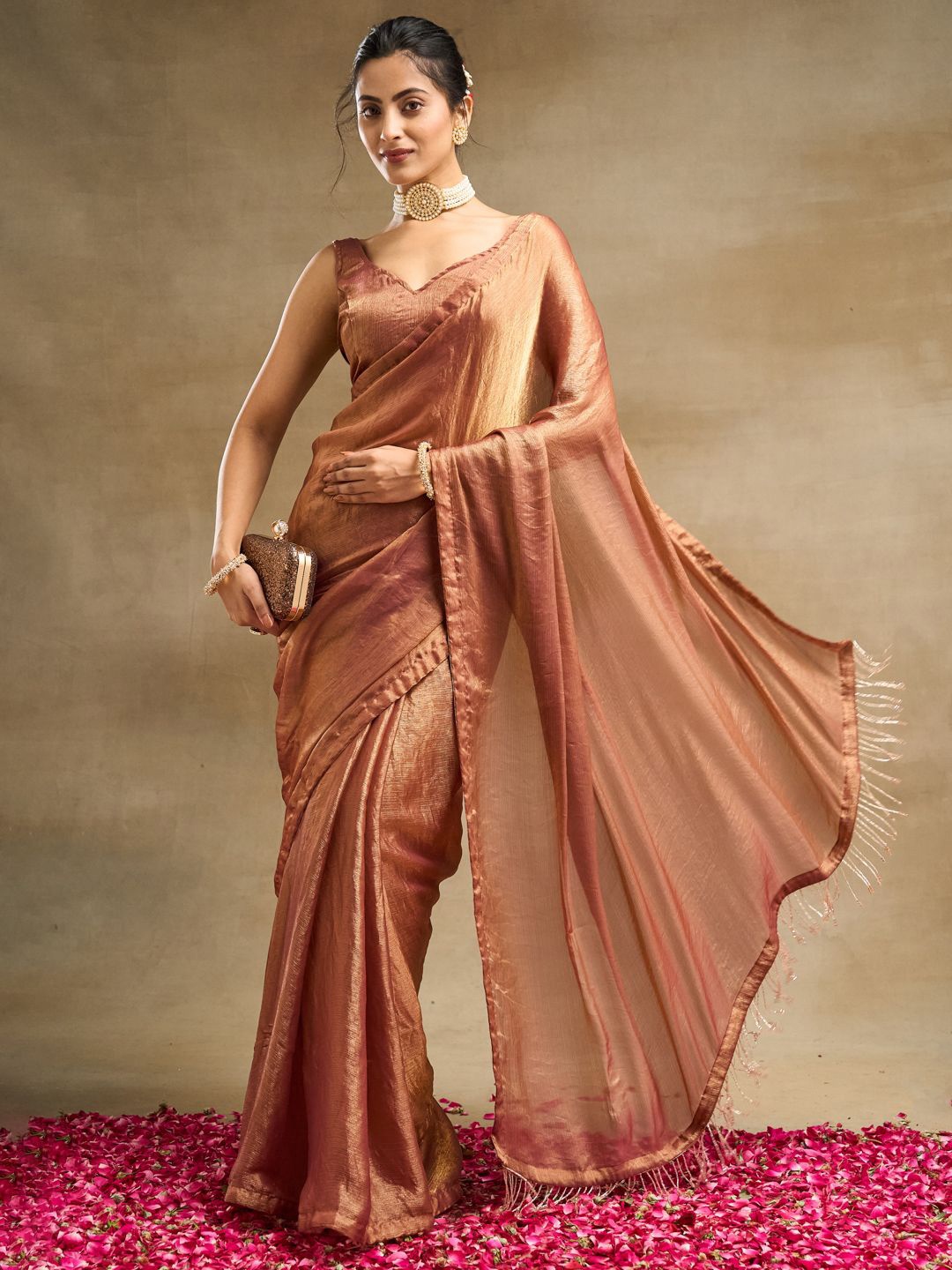 

kasee Embellished Saree, Peach