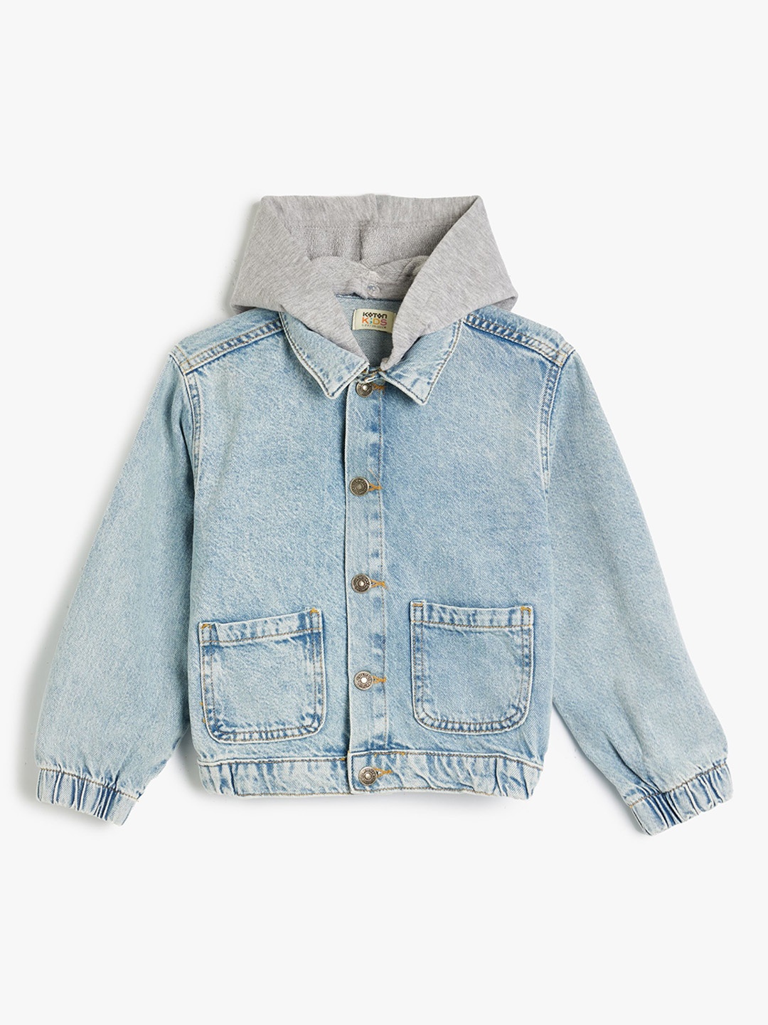 

Koton Boys Washed Crop Hooded Denim Jacket, Blue