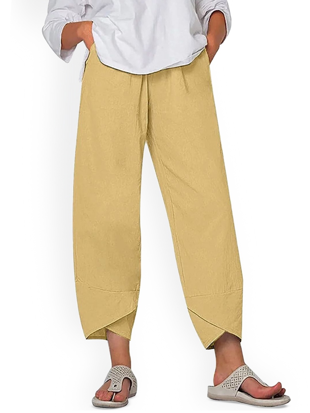 

StyleCast Women Relaxed Loose Fit Trousers, Beige