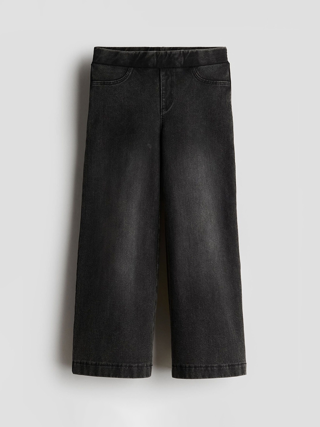 

H&M Girls Wide Denim-Look Trousers, Black
