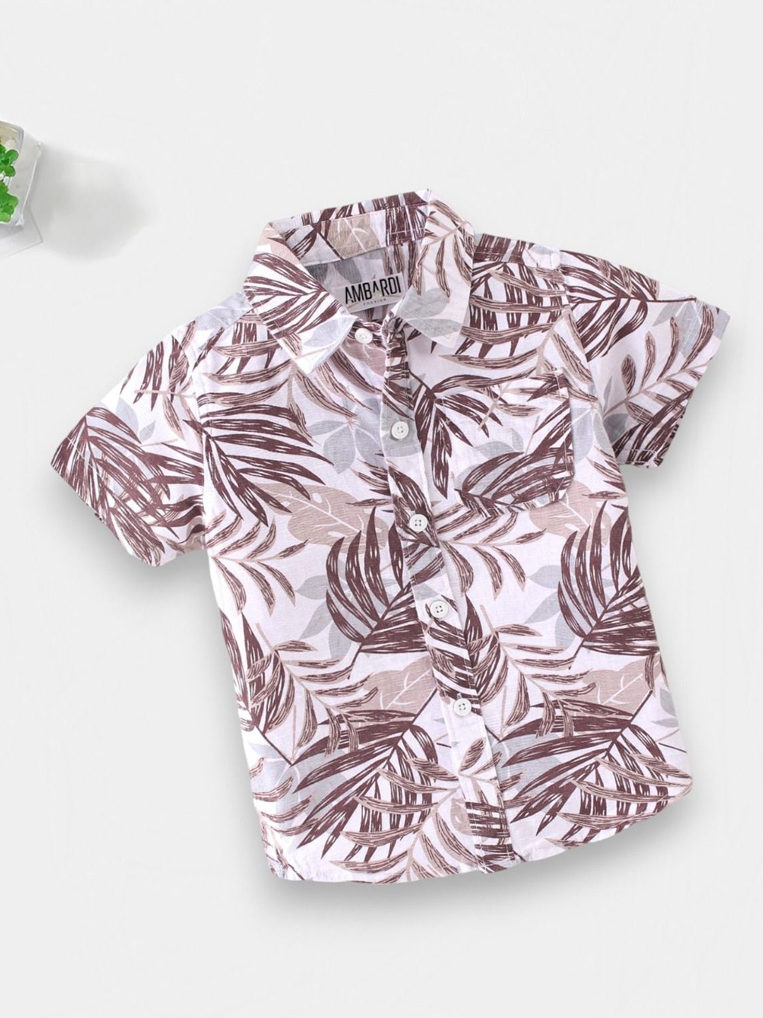 

BAESD Boys Classic Spread Collar Floral Printed Polycotton Formal Shirt, White