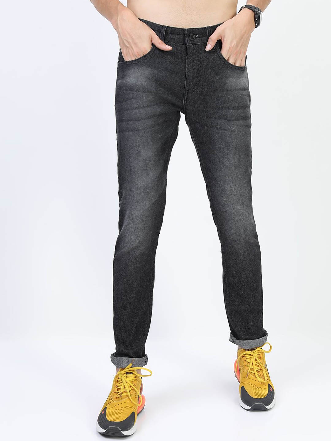 

HIGHLANDER Men Skinny Fit Light Fade Stretchable Jeans, Grey