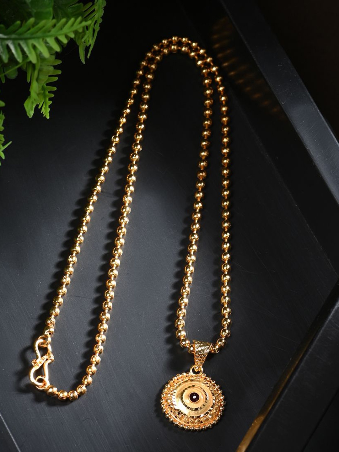 

AanyaCentric Gold-Plated Circular Pendant with Chain