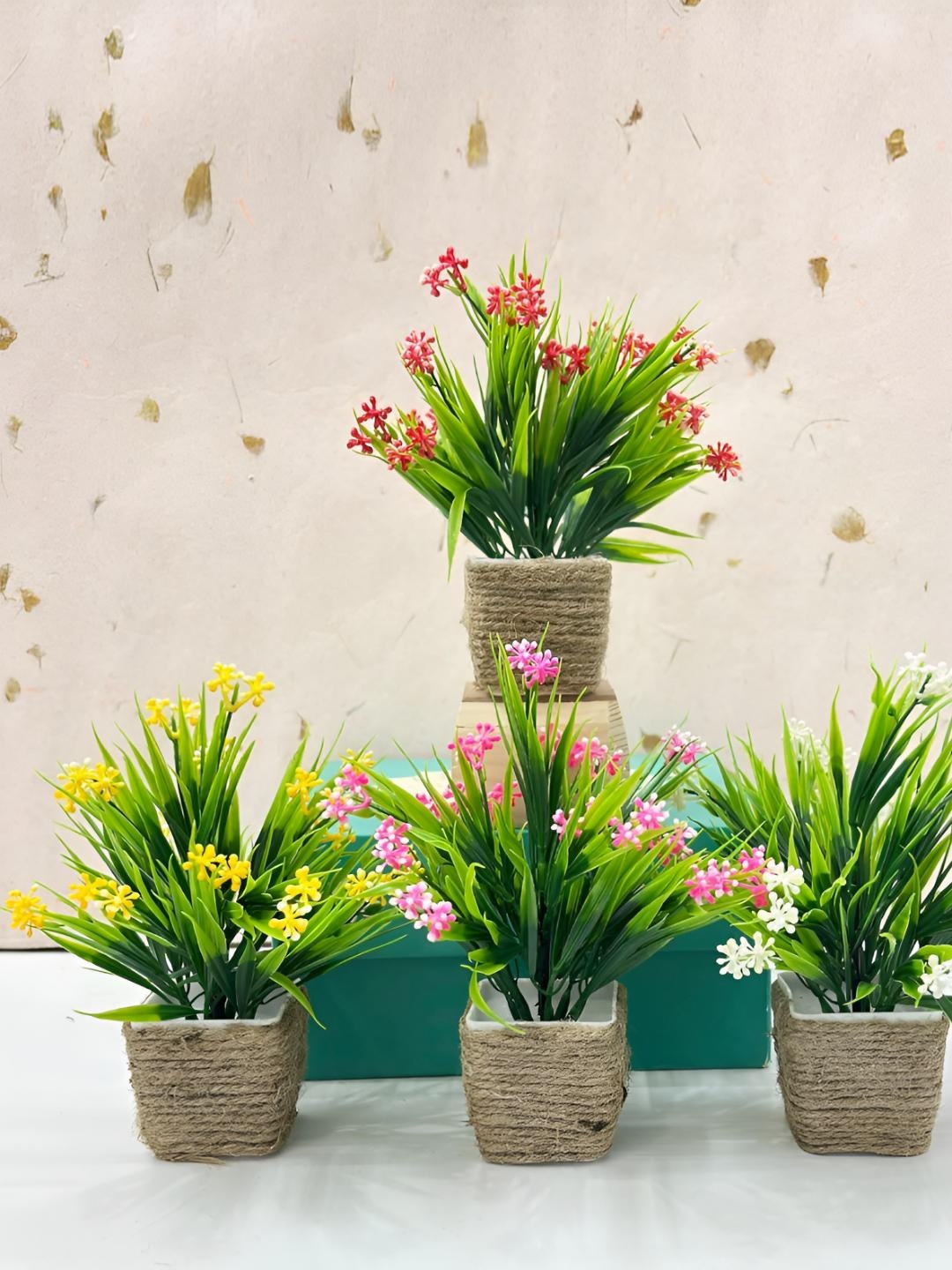 

Dekorly Green 4 Pieces Gardenia Eucalyptus Artificial Plant With Pot