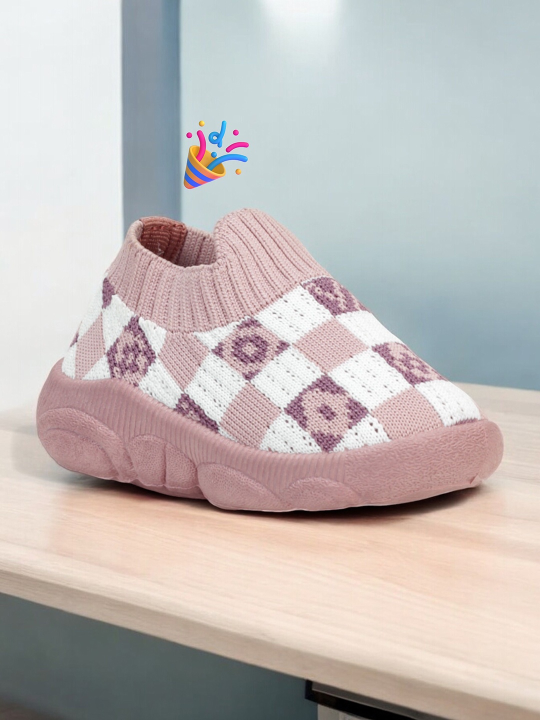 

Lil Lollipop Kids Woven Design Lightweight Musical Slip-On Sneakers, Mauve