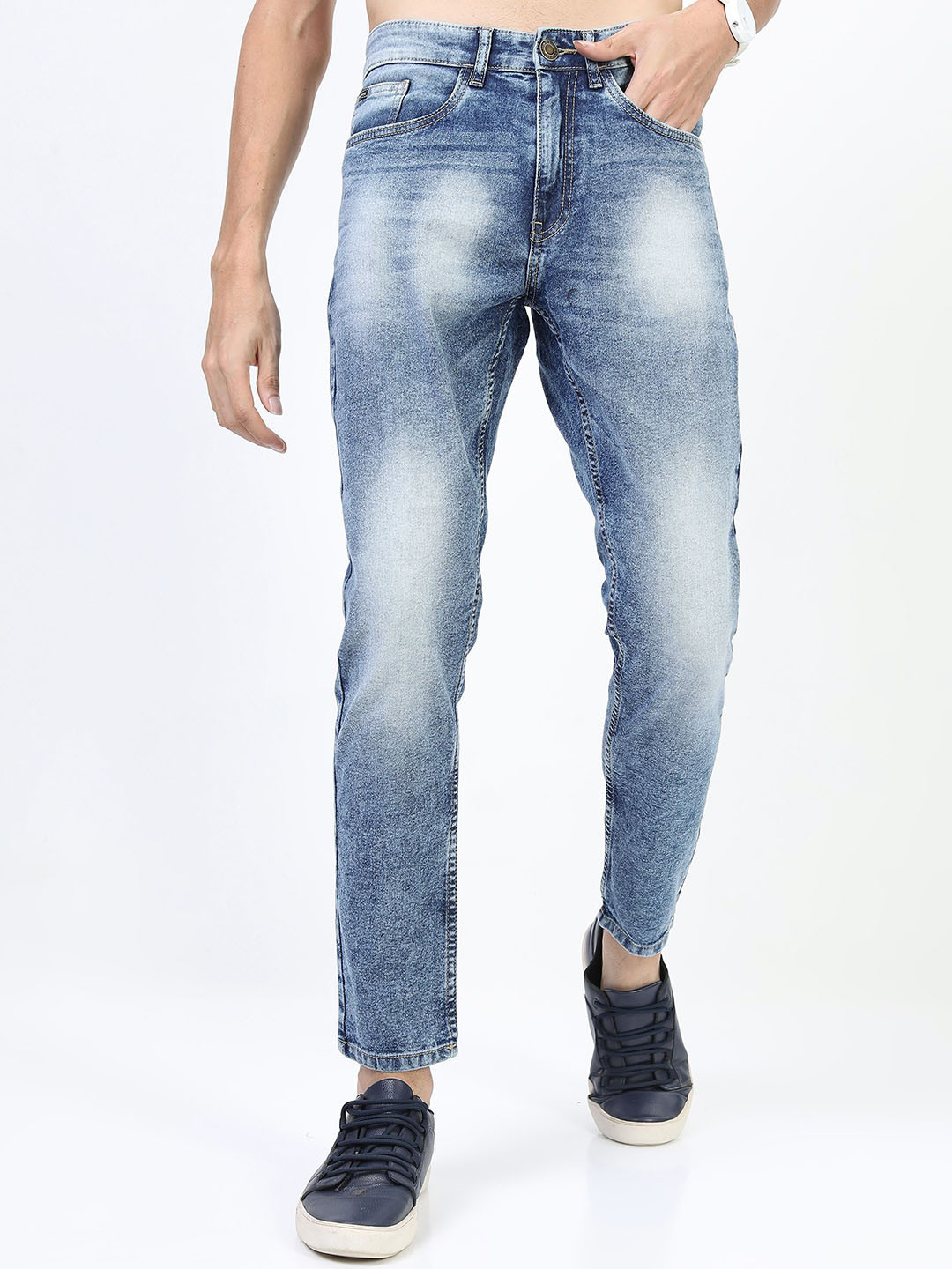 

HIGHLANDER Men Tapered Fit Heavy Fade Stretchable Jeans, Blue