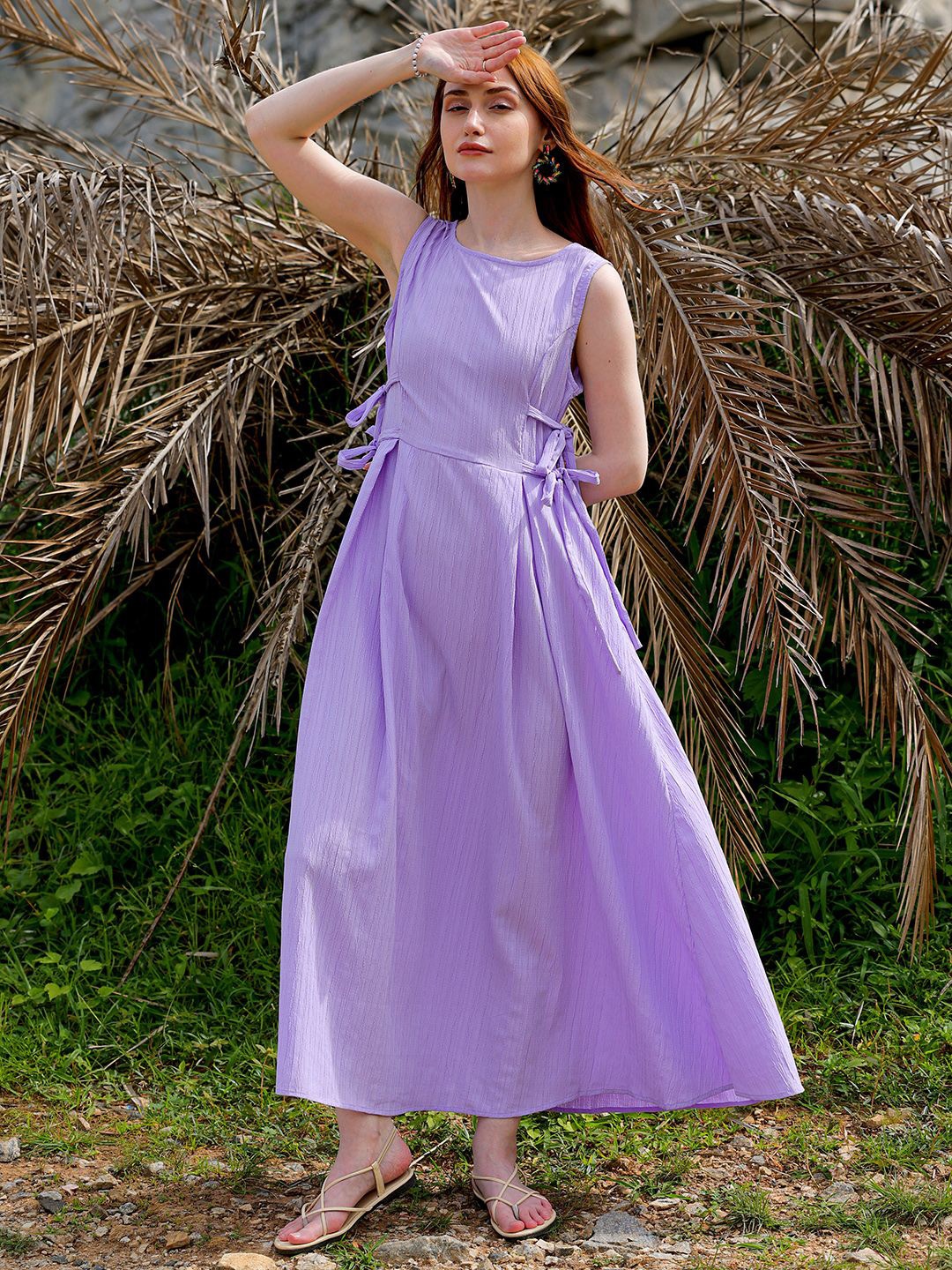 

Freehand by The Indian Garage Co Round Neck Sleeveless Fit & Flare Maxi Dress, Purple