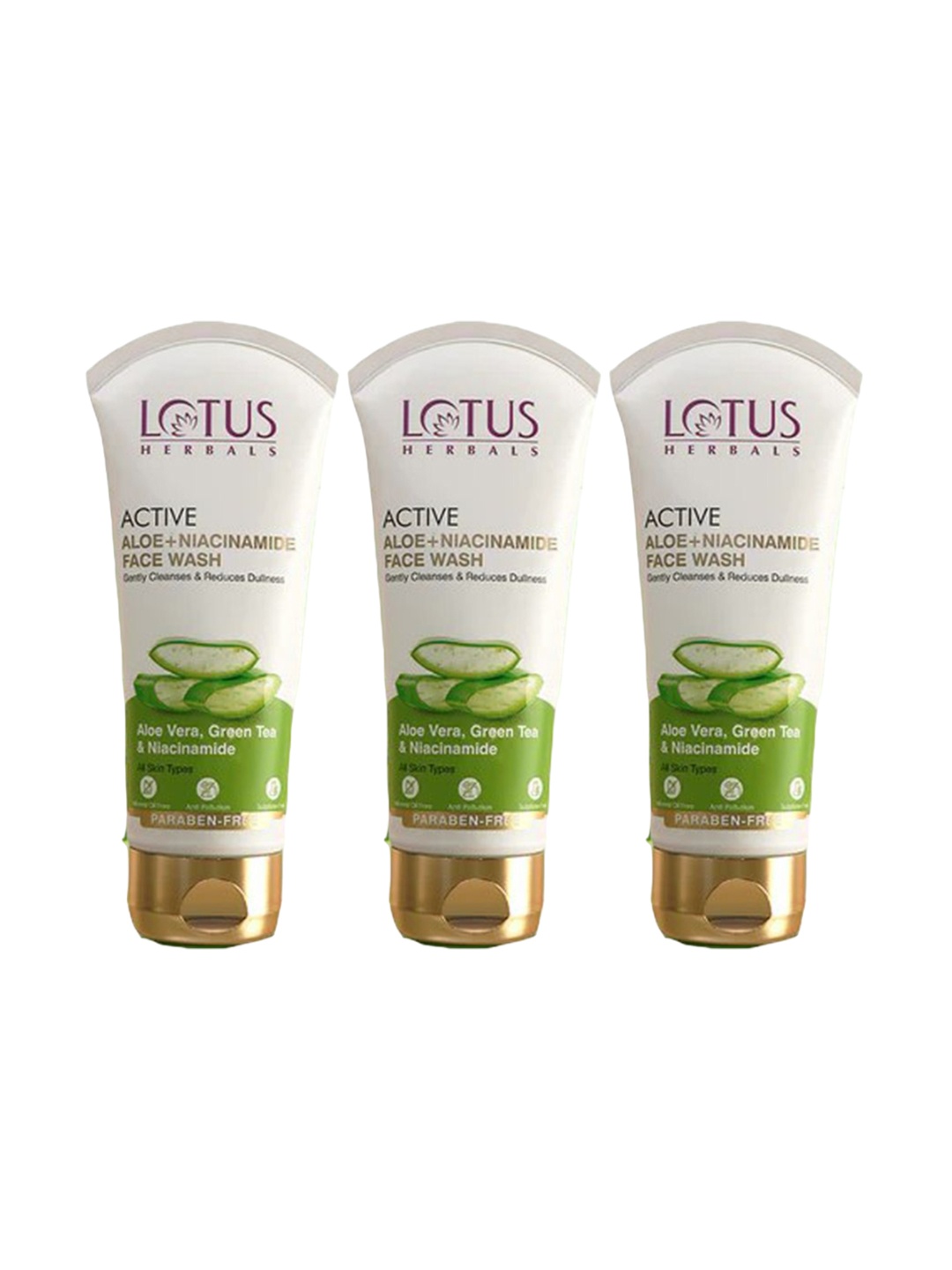 

Lotus Herbals Set Of 3 Active Aloe + Niacinamide Face Wash-100g Each, White