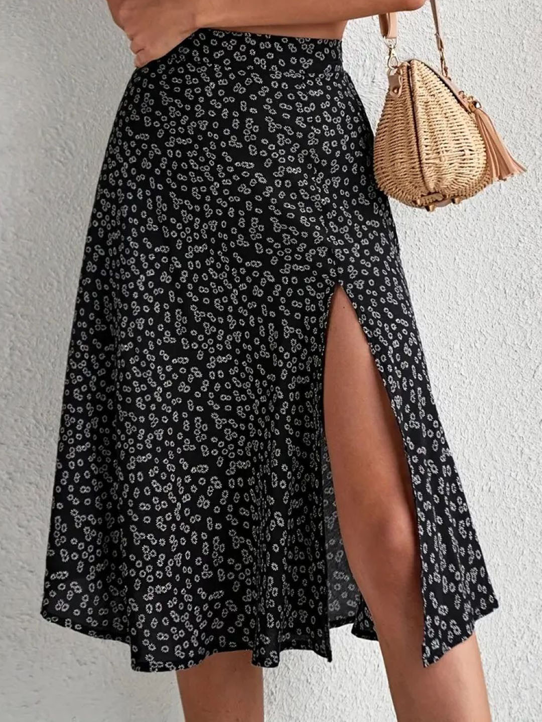 

StyleCast Printed Flared Midi Skirt, Black