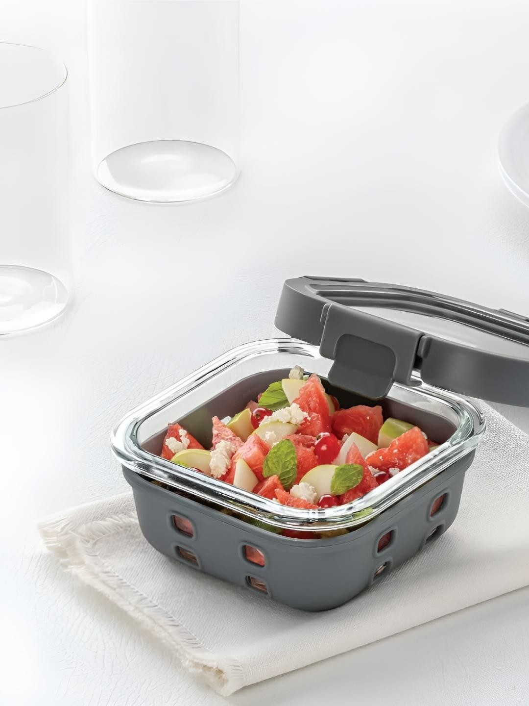 

BOROSIL Glass Lunch Box - 320 ml, Grey