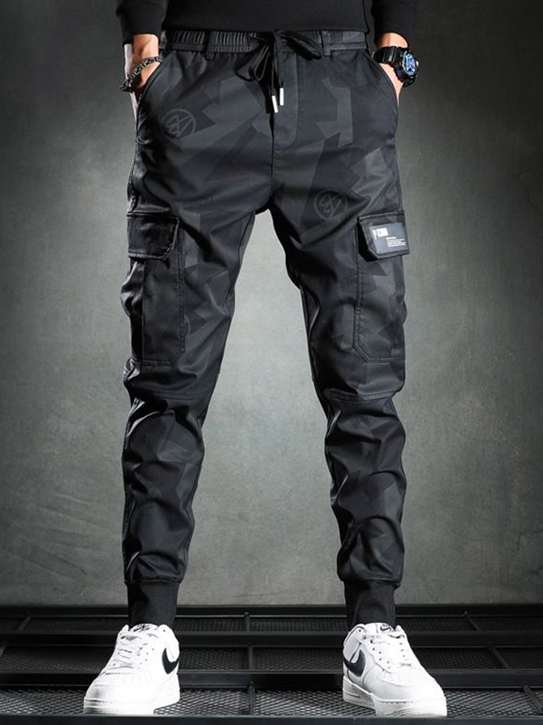 

StyleCast Men Camouflage Printed Joggers, Black