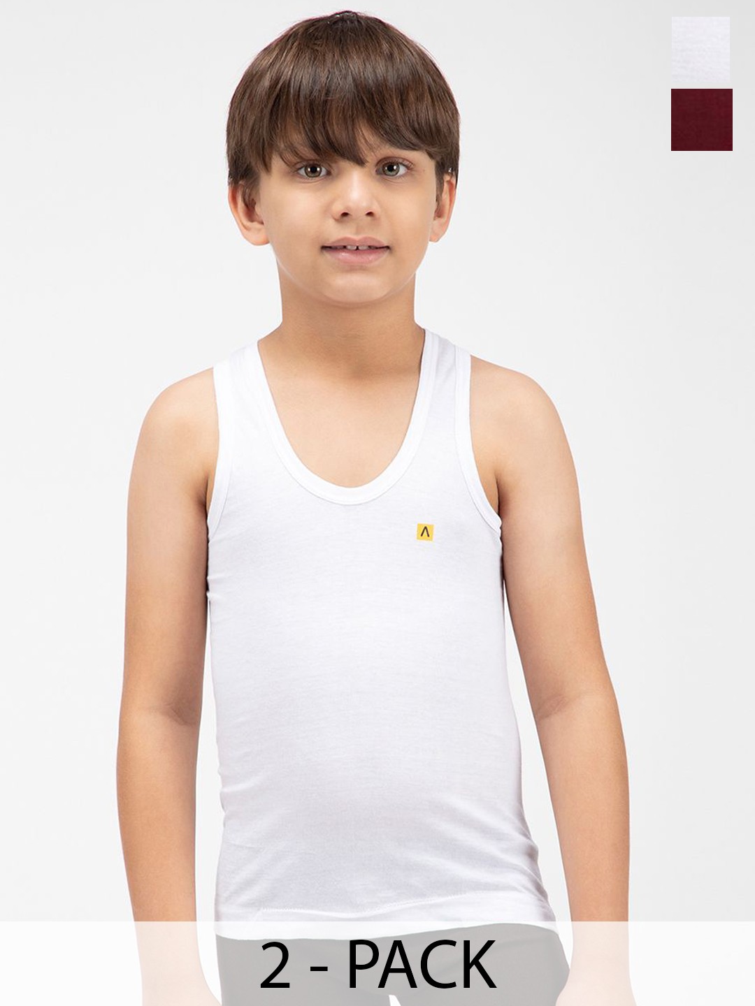 

AMUL COMFY Pack of 2 Boy Cotton Innerwear Vest, White