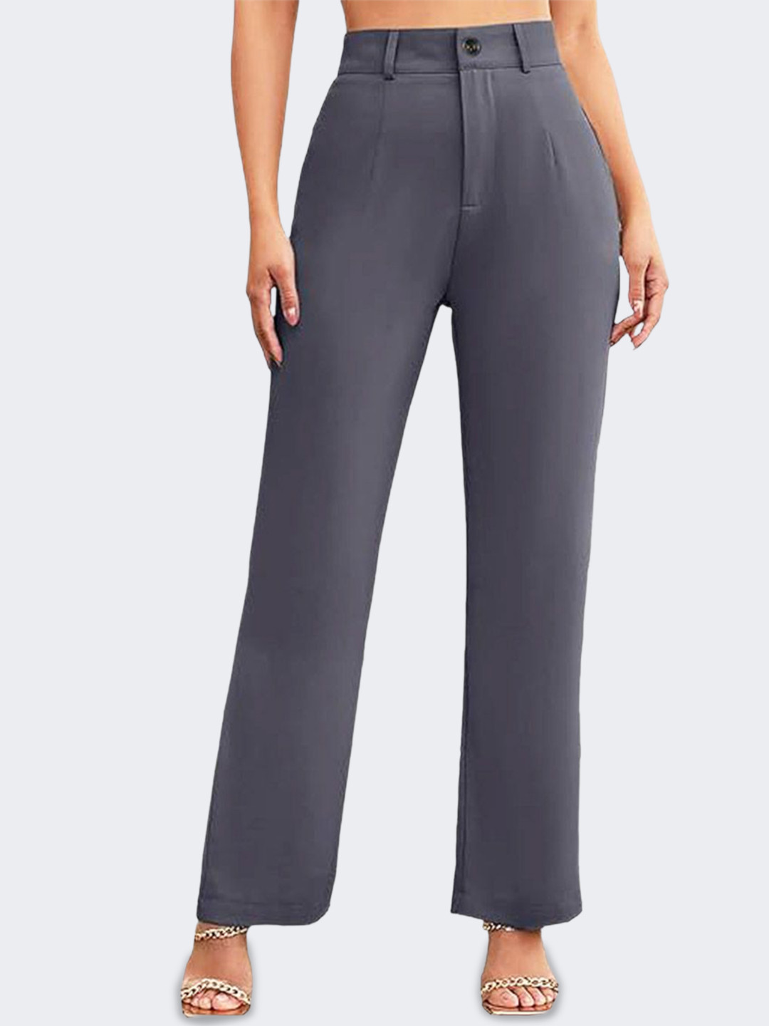 

BAESD Girls Relaxed Straight Fit High-Rise Trousers, Grey