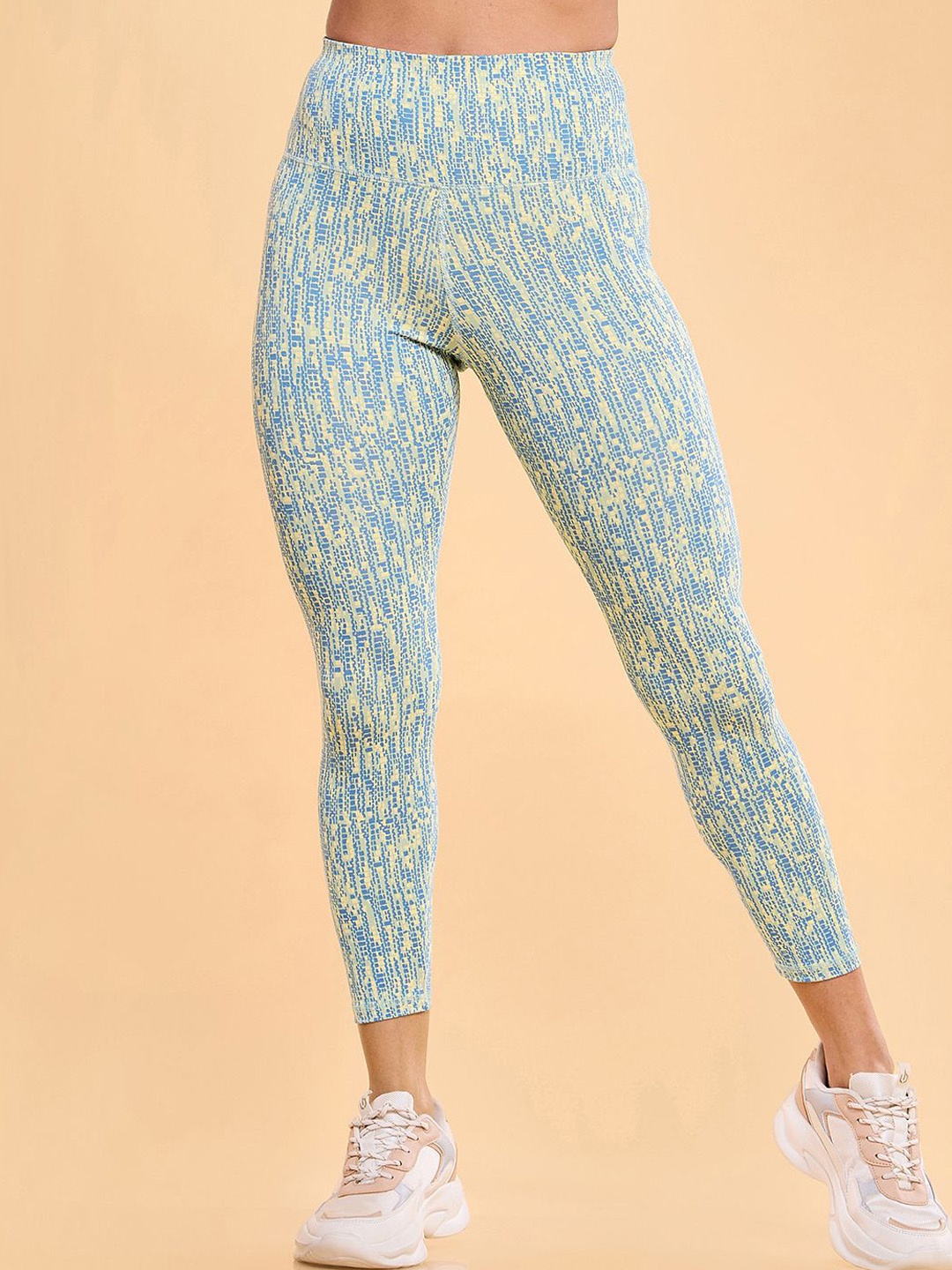 

Enamor Women Printed Dry Fit High-Waisted 7-8th Length Tights A607, Blue