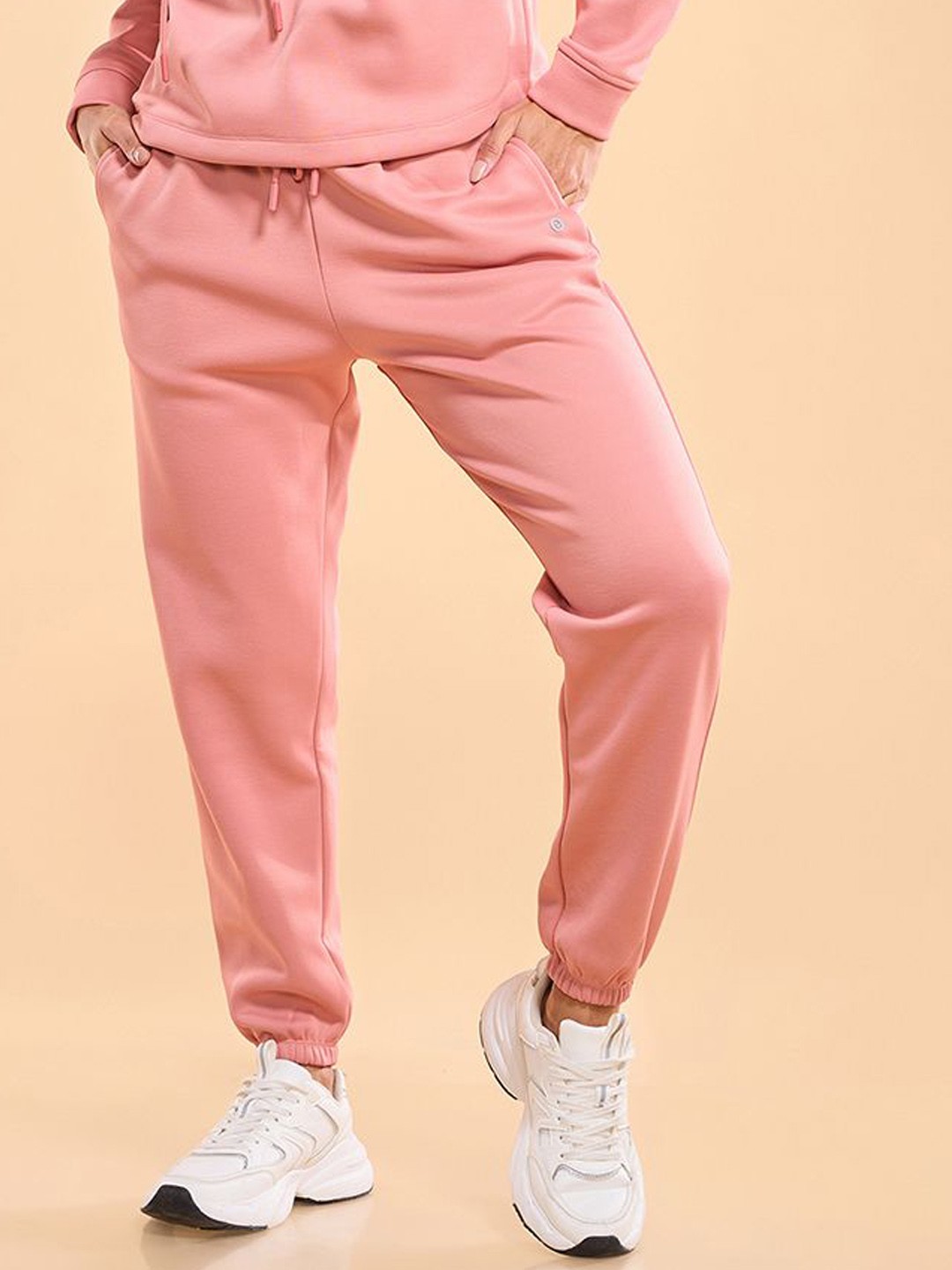 

Enamor Fleece Jogger Relaxed Fit High-Rise Fleece Jogger With Adjustable Drawstring A404, Pink