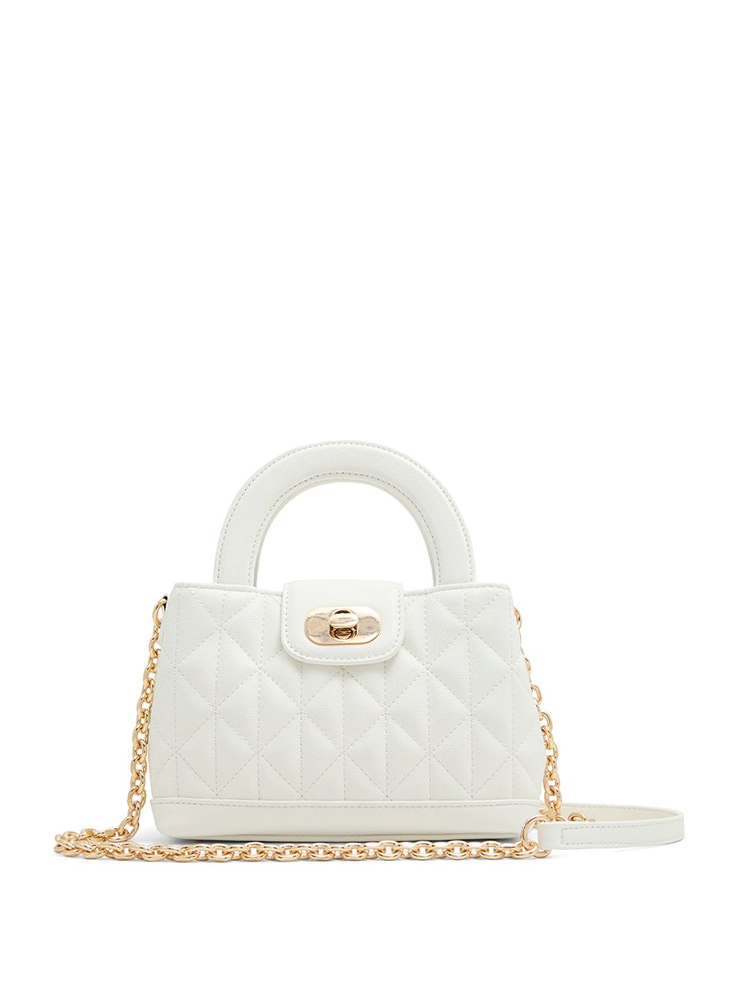 

ALDO Geometric Textured Structured Handheld Bag with Quilted, White