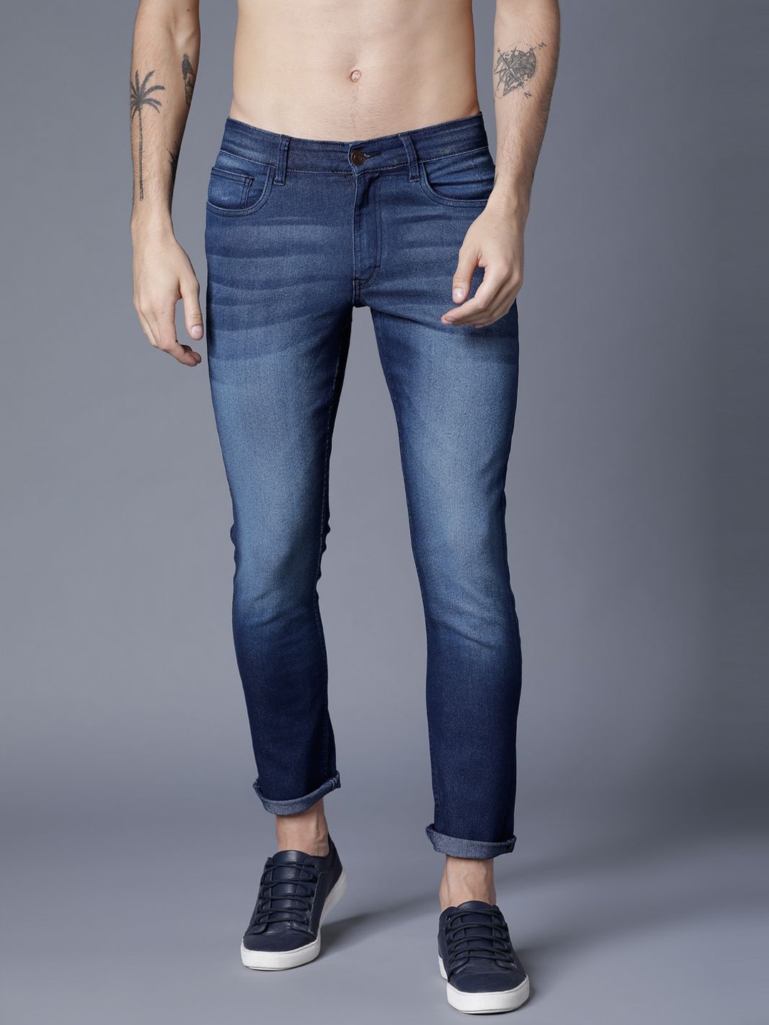 

HIGHLANDER Men Slim Fit Light Fade Stretchable Jeans, Blue